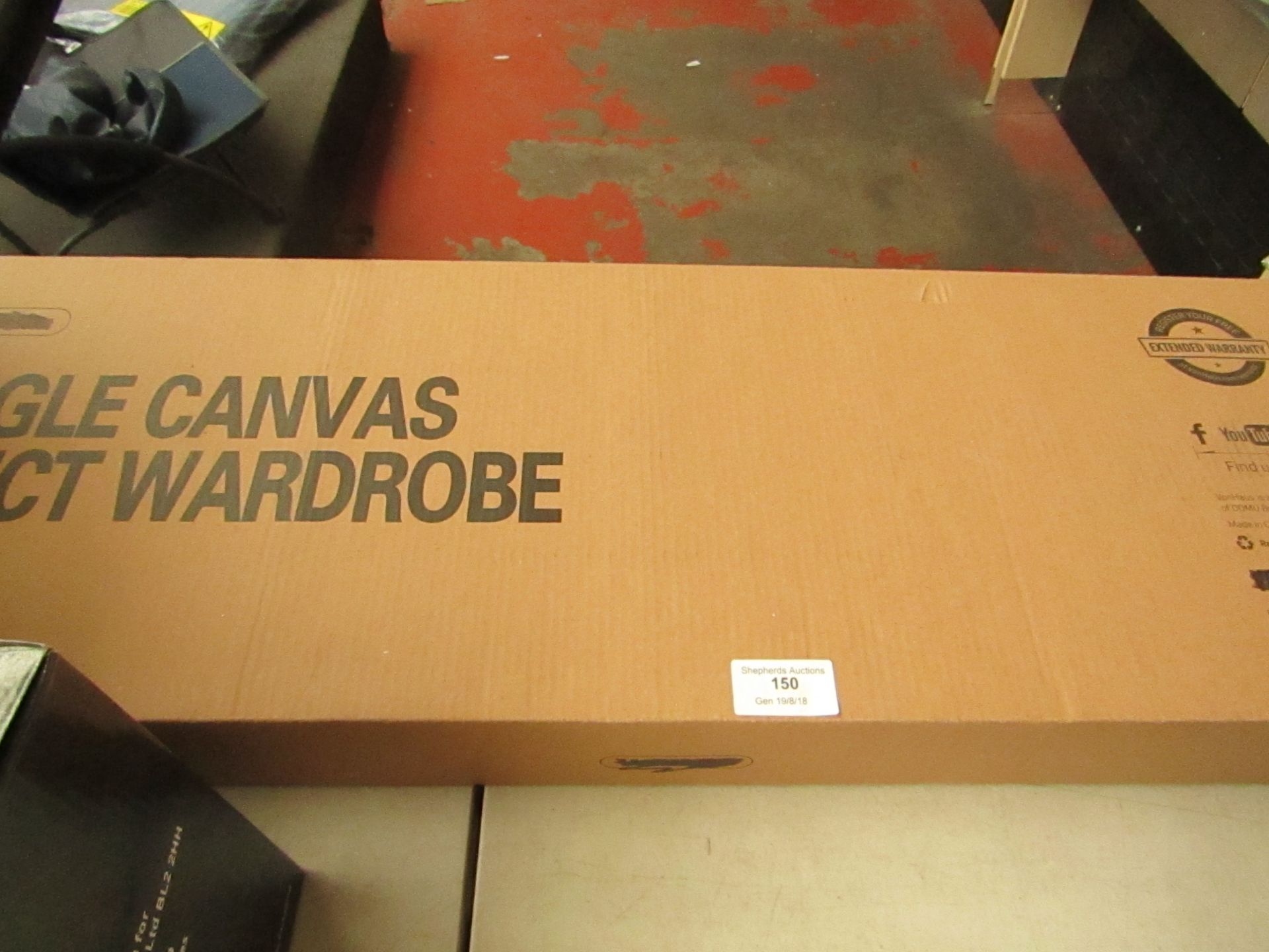Single canvas effect wardrobe, unchecked and boxed. Please note by Bidding on this item you agree to - Image 2 of 2