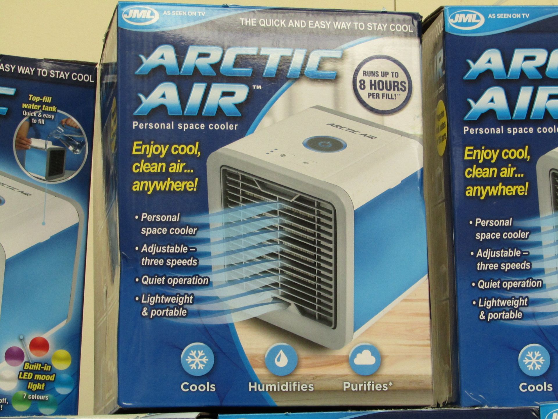 JML Arctic air personal space cooler with adjustable speed and quiet operation. Unchecked and