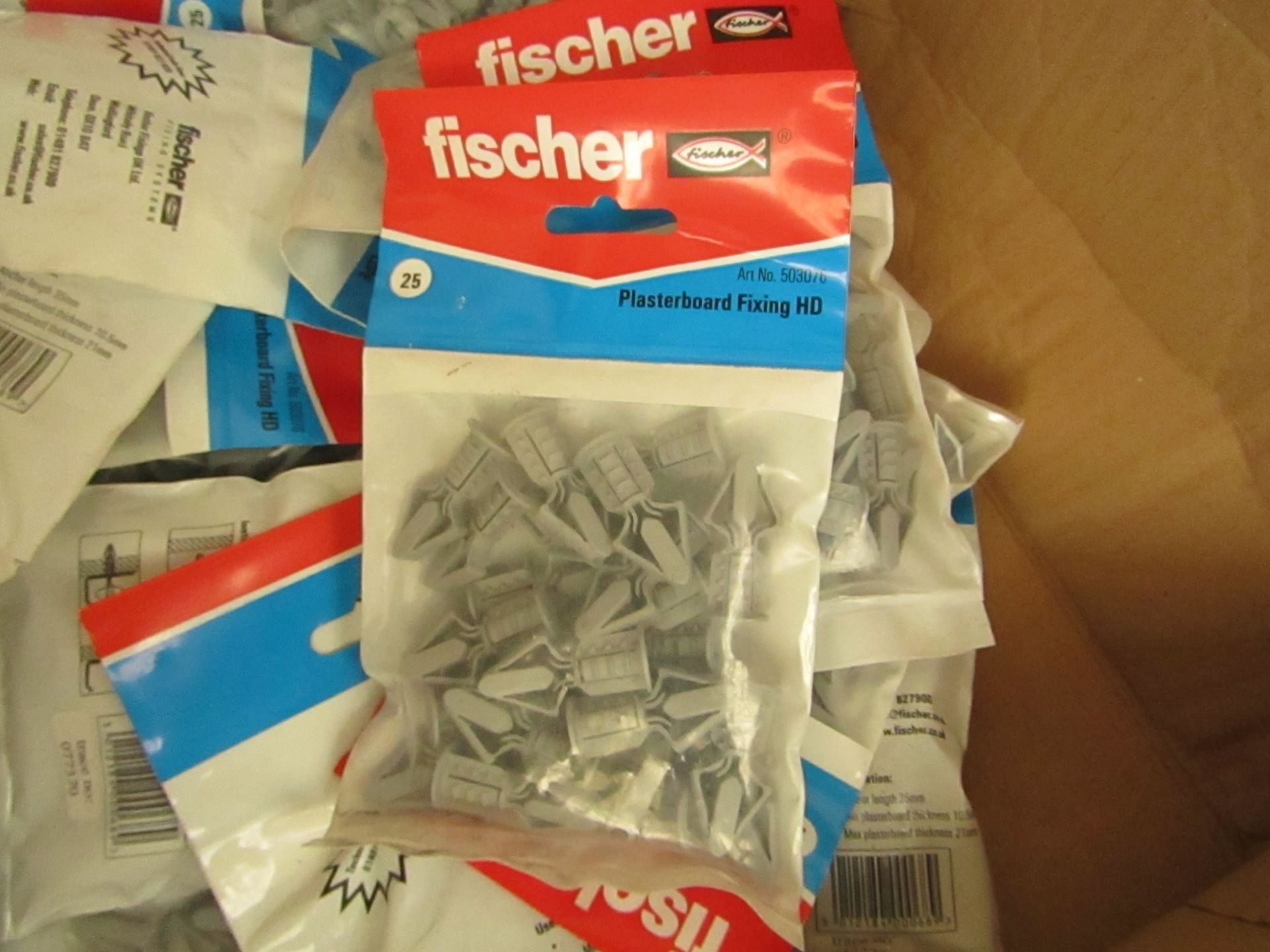 10x packs of 25x Fischer plasterboard fixings, new