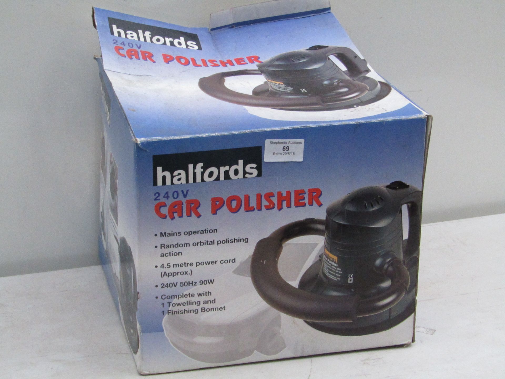 Halfords car polisher, untested and boxed.