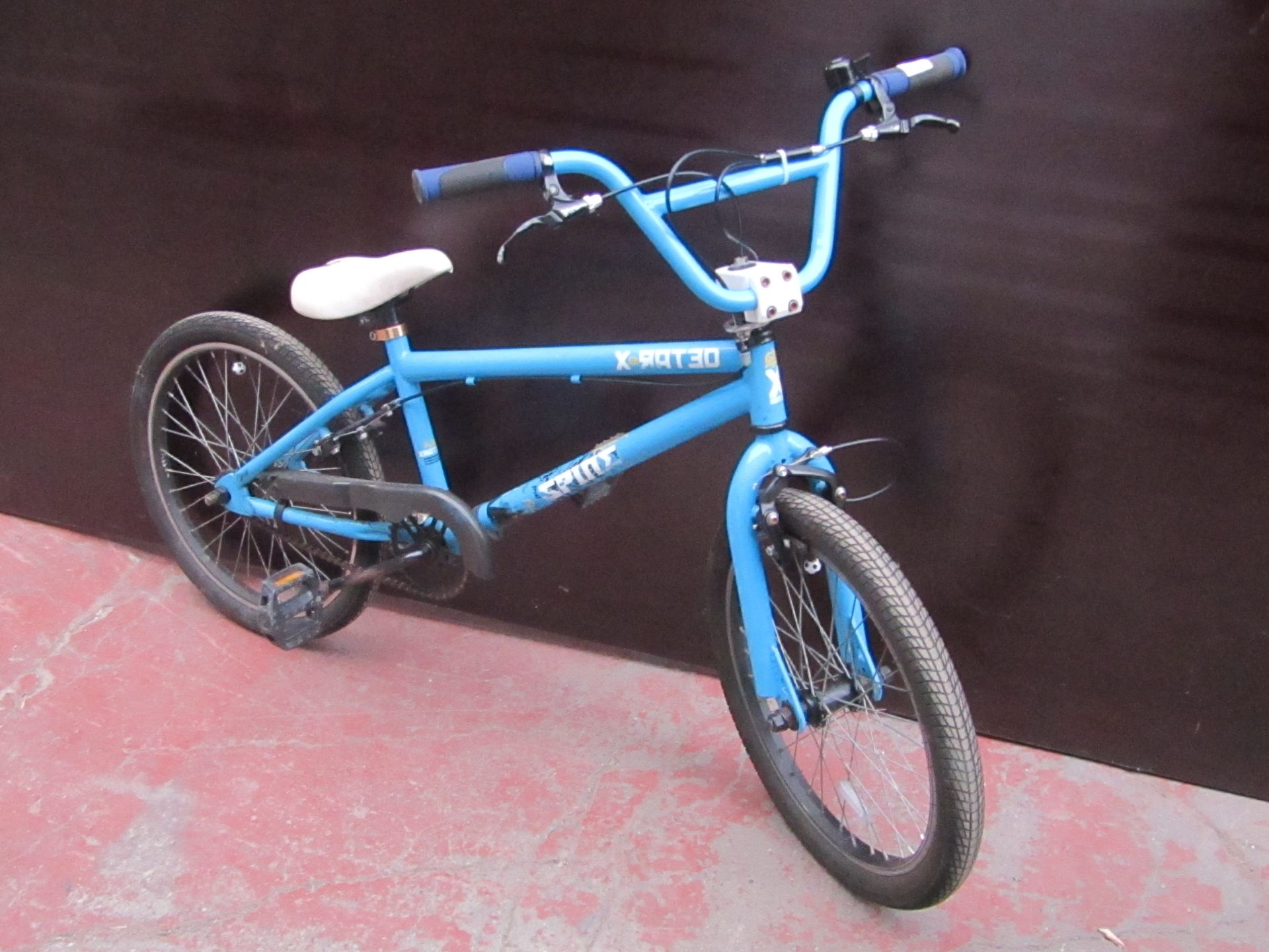Xrated blue colour stunt BMX, has been used.