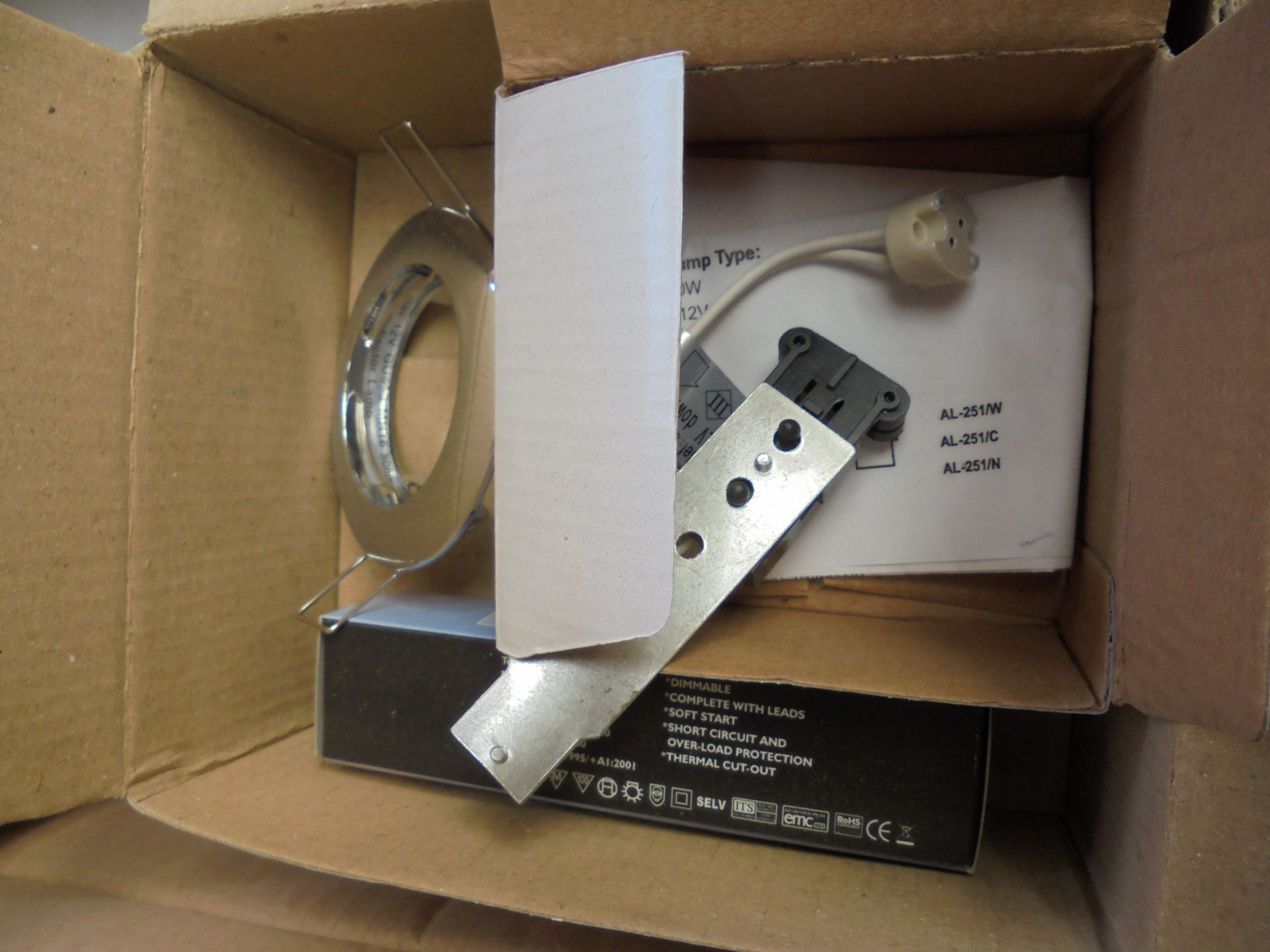 5x Chelsom downlights with fixings, all new and boxed.