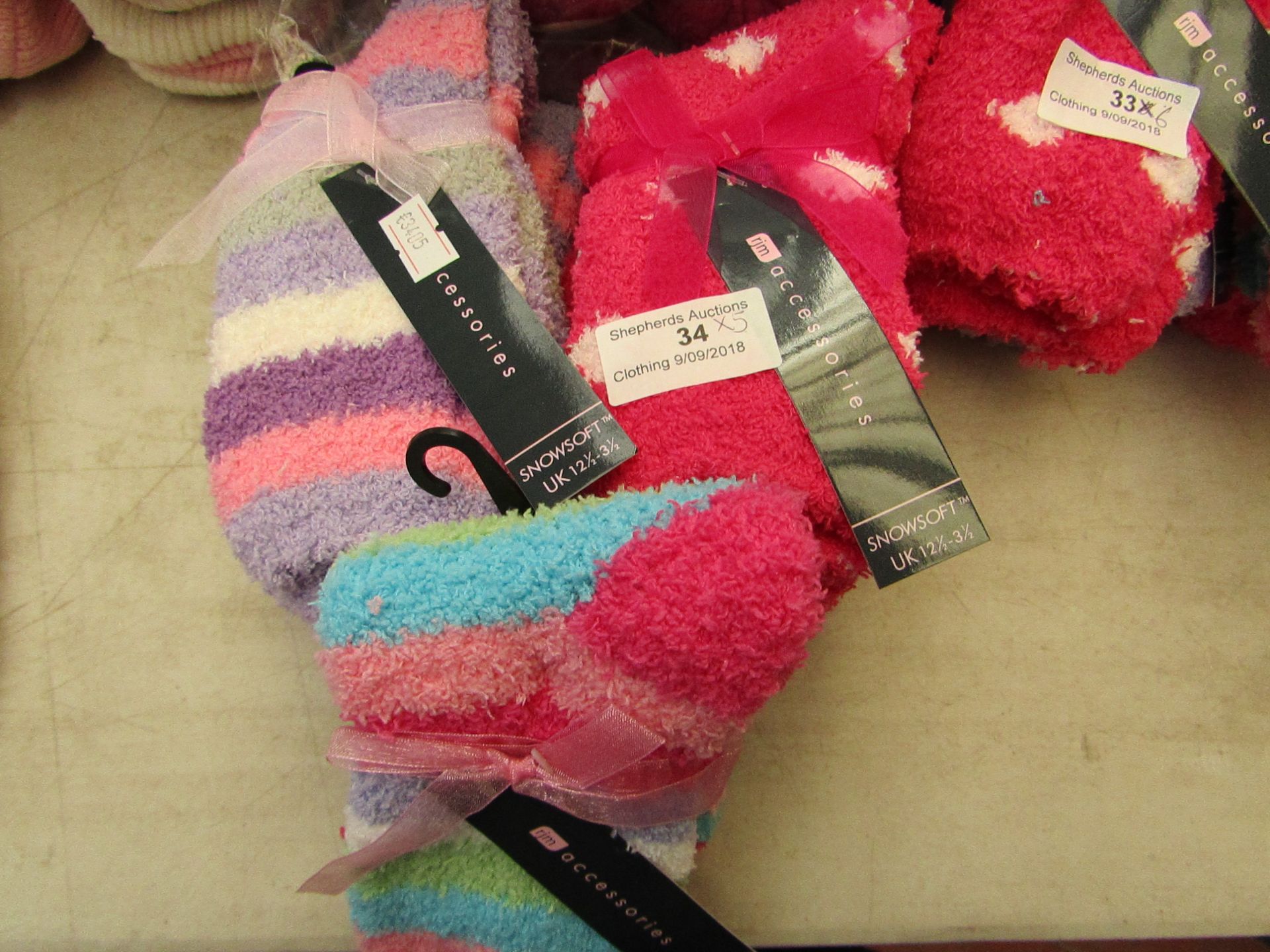 5 X Pairs of Fluffy socks all size 12 1/2 -3 1/2  all new with tags