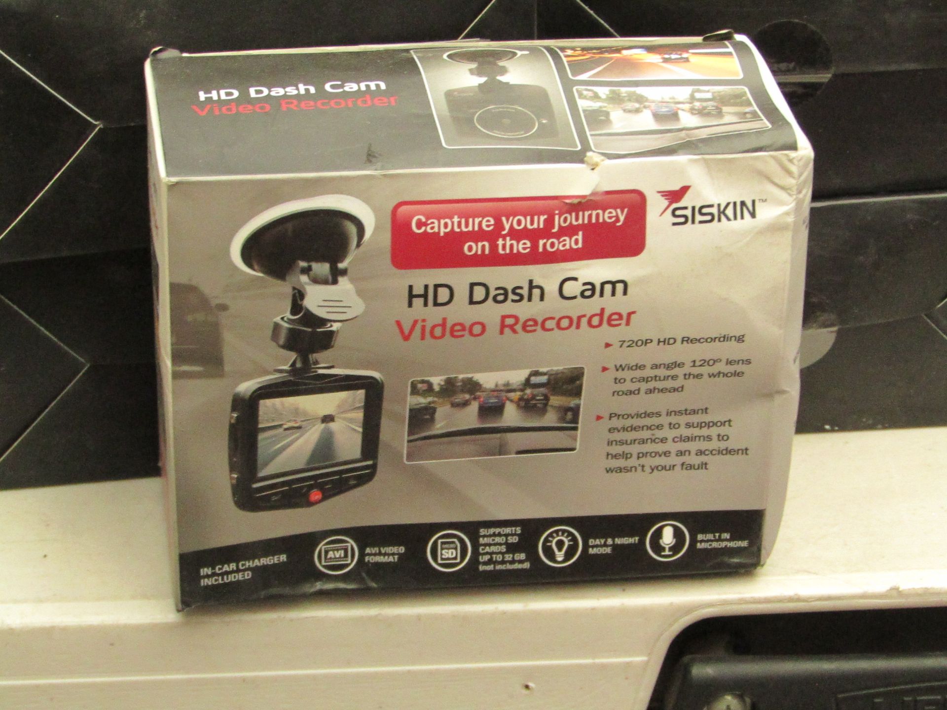 Siskin HD dash cam video recorder, untested and boxed.