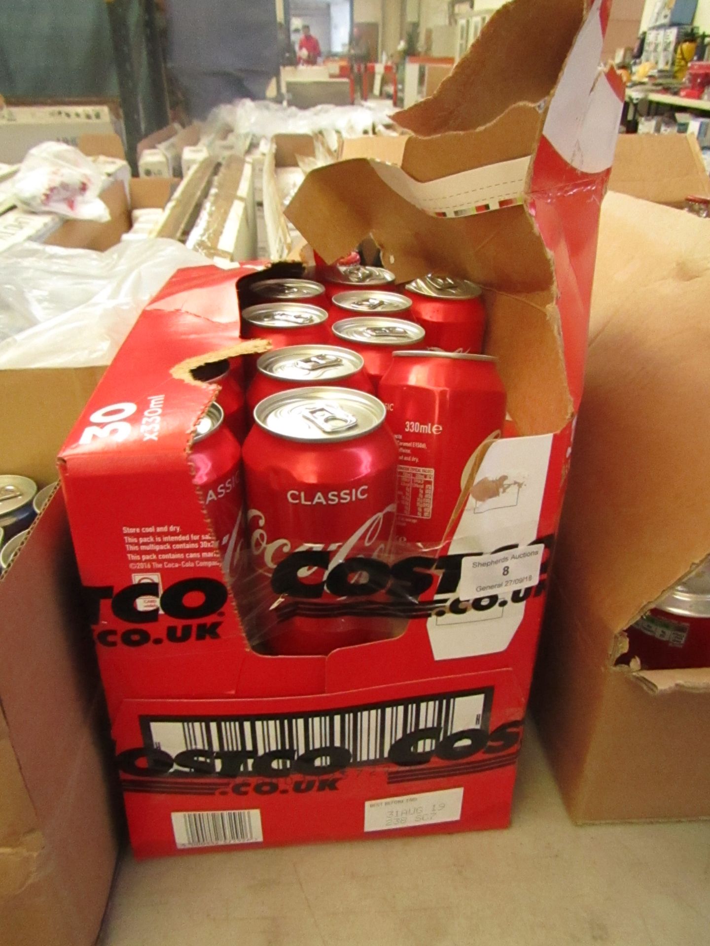 Approx 28x cans of Coca Cola BB 31st august 2019