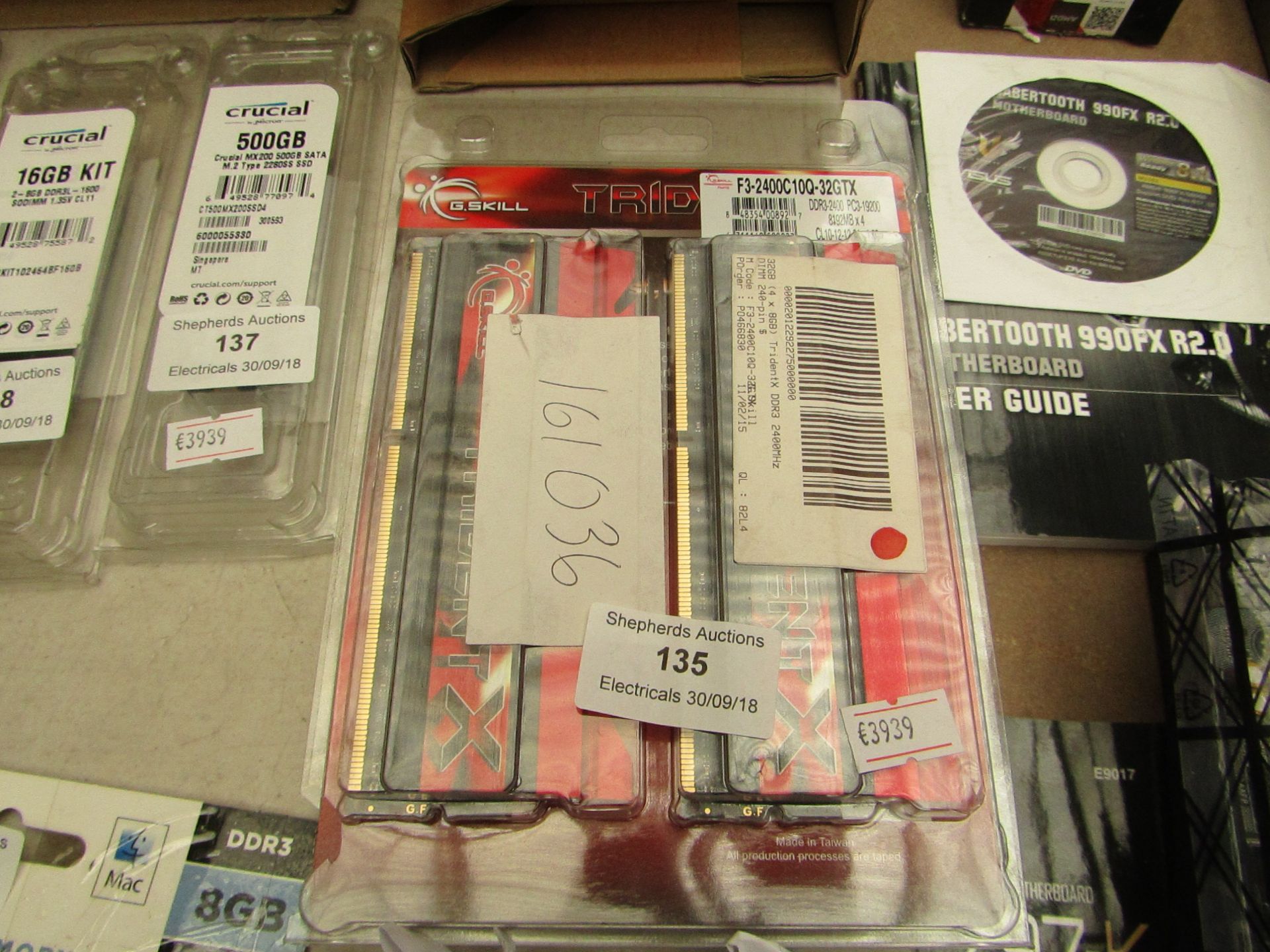 Pack of 4x Trident X G-Skill 8gb DDR3 2400mhz Gaming Memory Kit, RRP £180, untested but looks unused