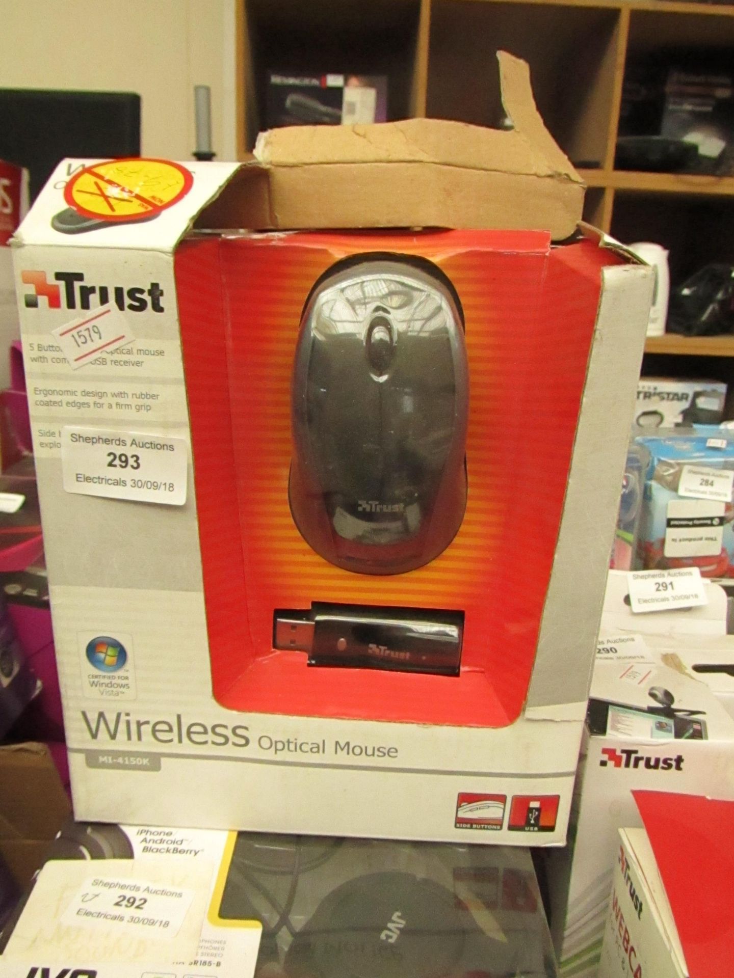 Trust wireless optical mouse, untested and boxed.