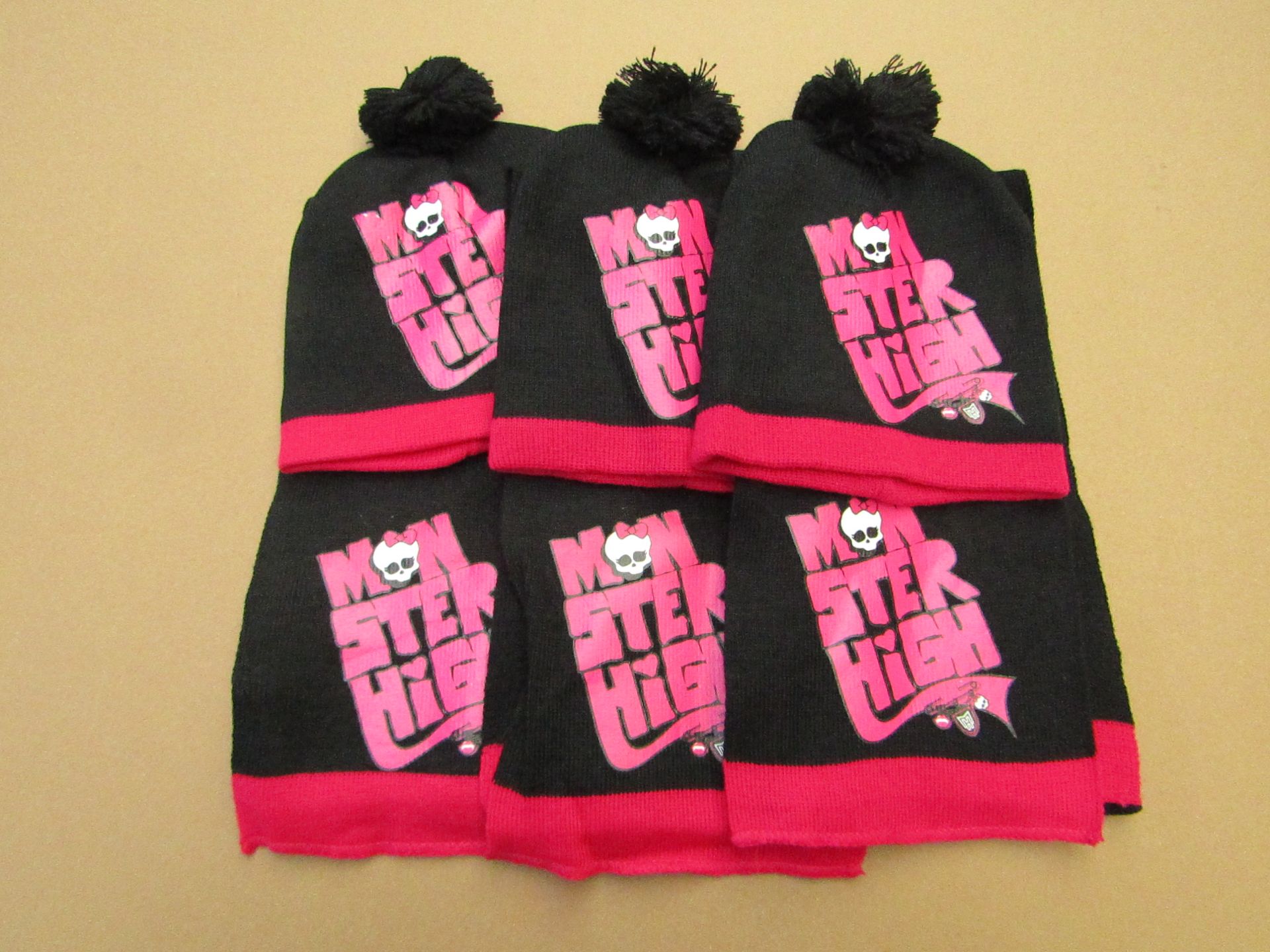 PK of 3 of Monster High Hat & Scarf sets, new in packaging