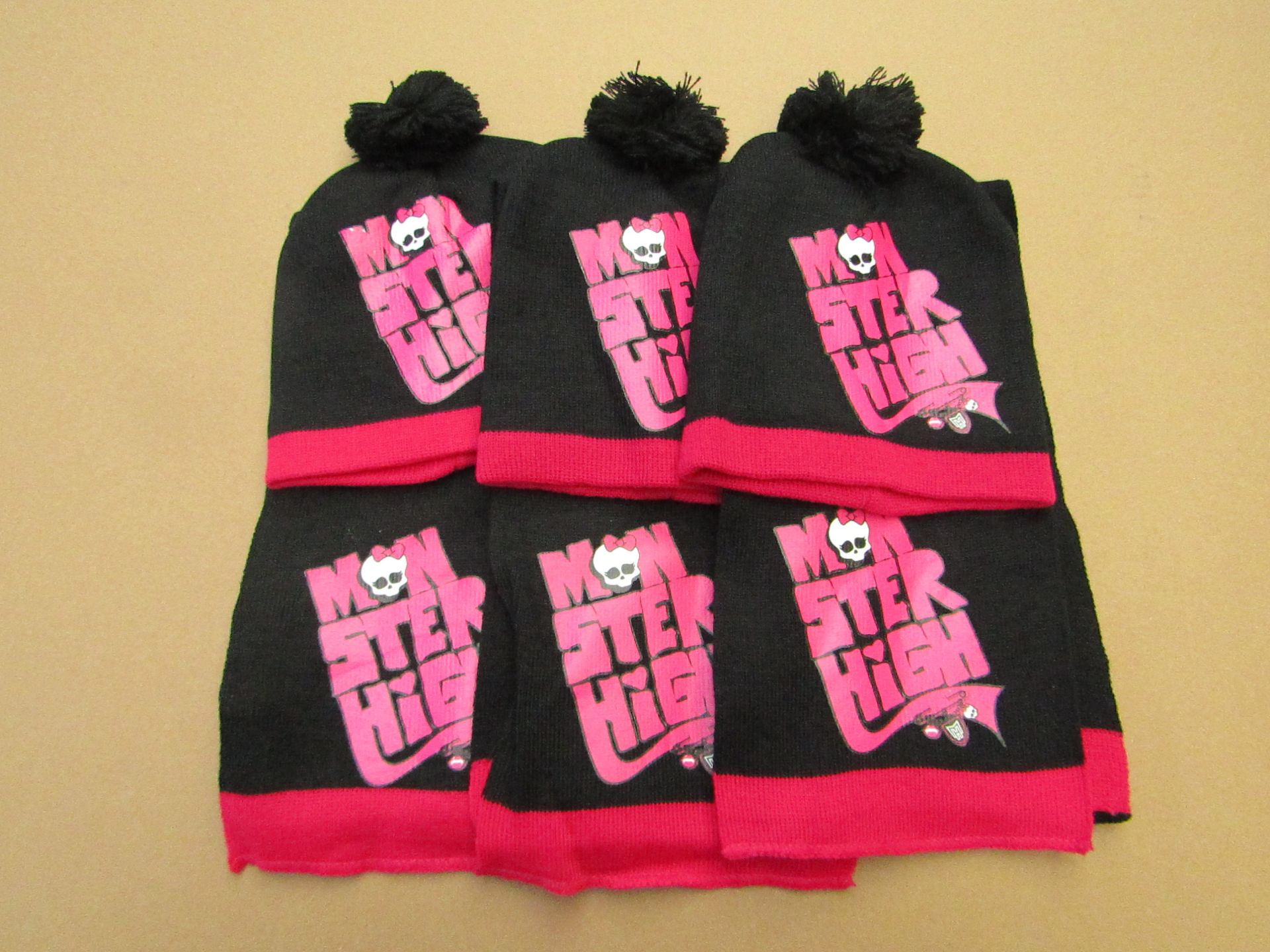 PK of 3 of Monster High Hat & Scarf sets, new in packaging