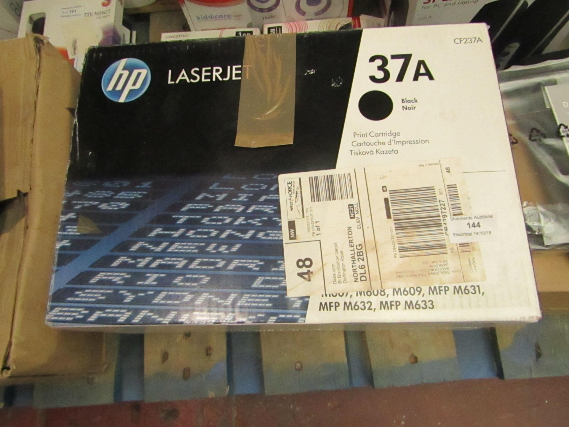HP Laser Jet 37A Black print cartridge, boxed and unchecked