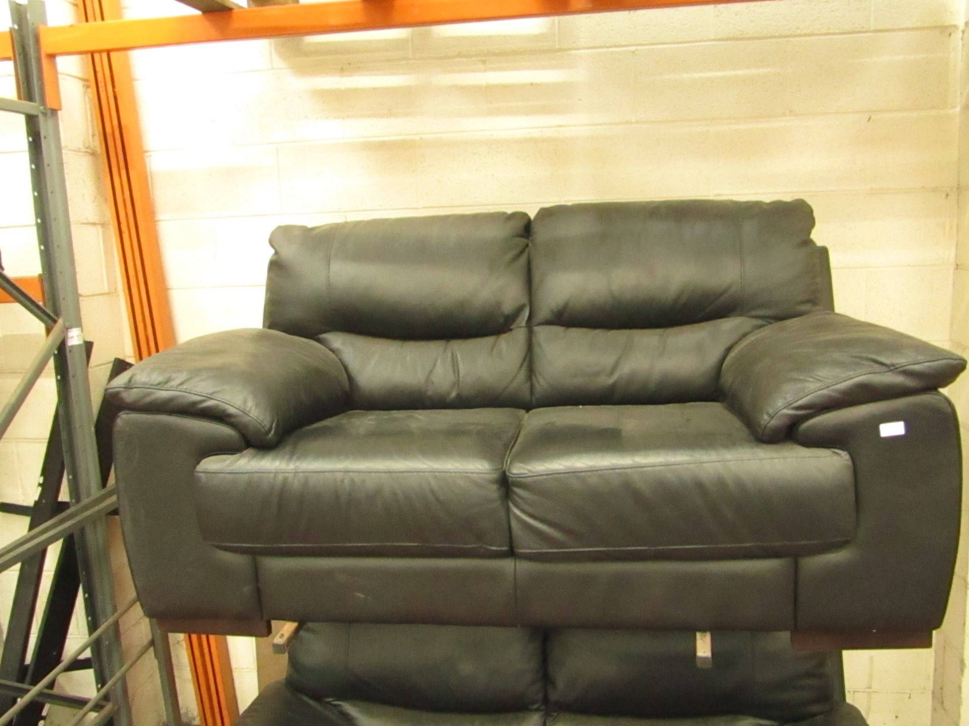 Costco Italian Black Leather 2 seater Sofa