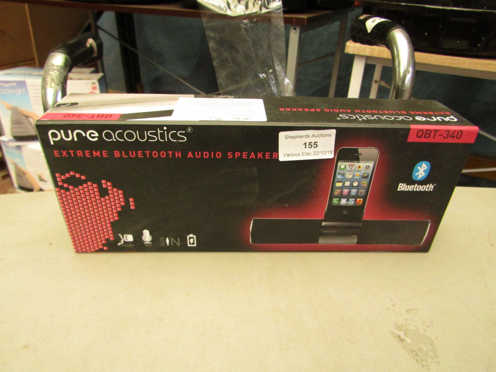 Pure acoustic extreme bluetooth audio speakers, tested working and boxed