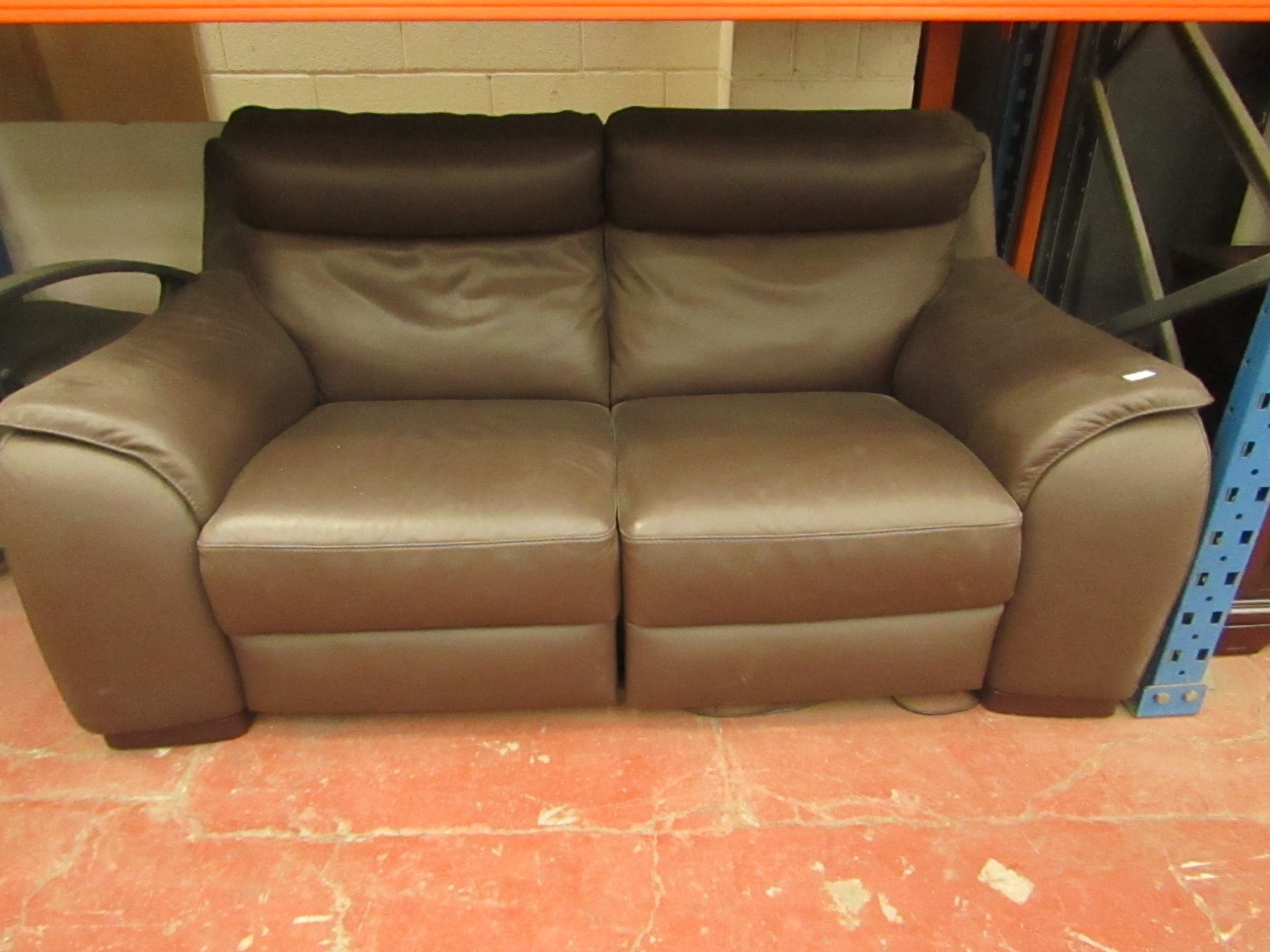 Calia Brown Italian Leather electric reclining sofa, tested working, RRP £899