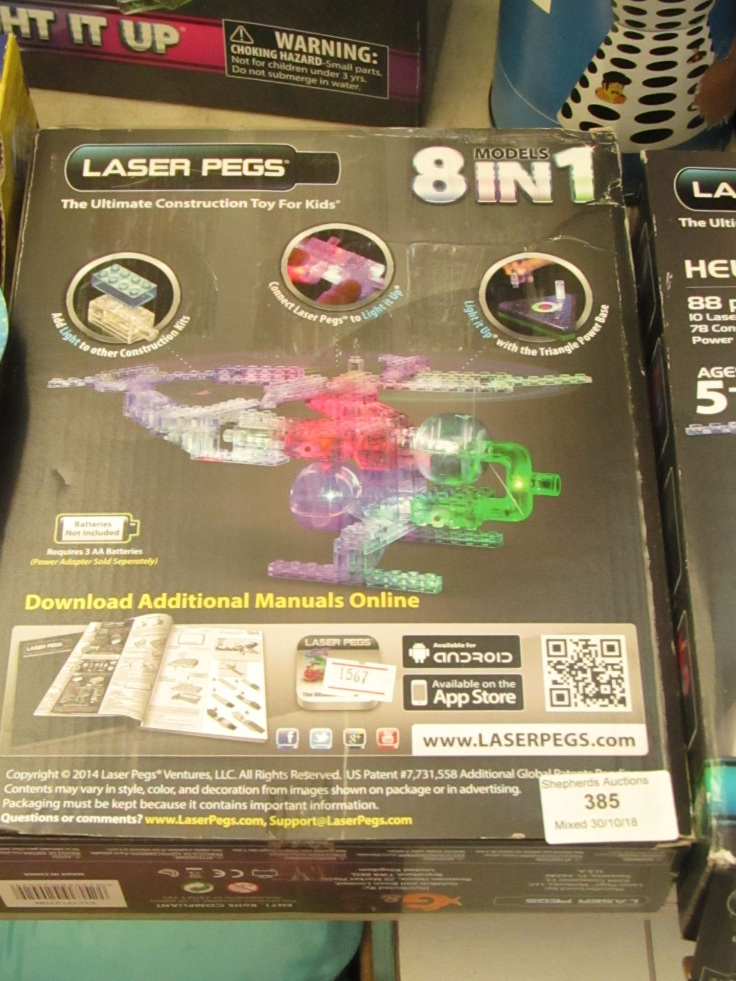 Laser Pegs 8 in 1 Helicopter construction set with LEDs. Unchecked and boxed.