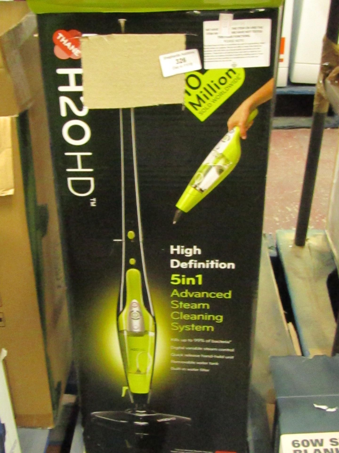 Thane H20 5 in 1 steam mop, powers on and boxed.