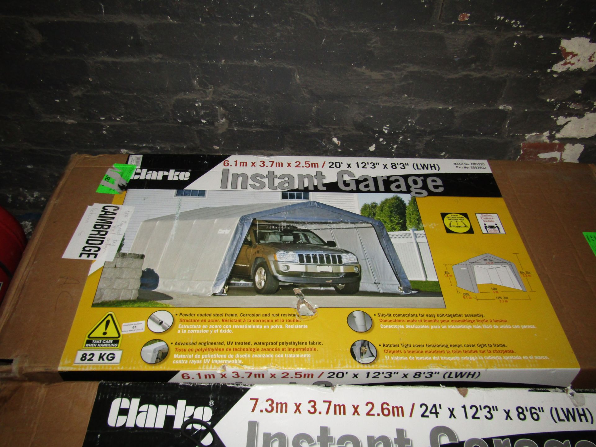 Clarke instant garage CIG1224, RRP £379 Please note; this is a raw return and unchecked lot. The