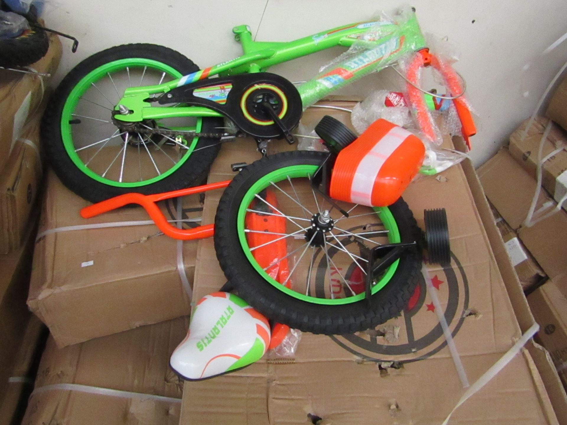 16" Child's Bike new and Boxed, comes complete with front basket, mud guards, water bottle and