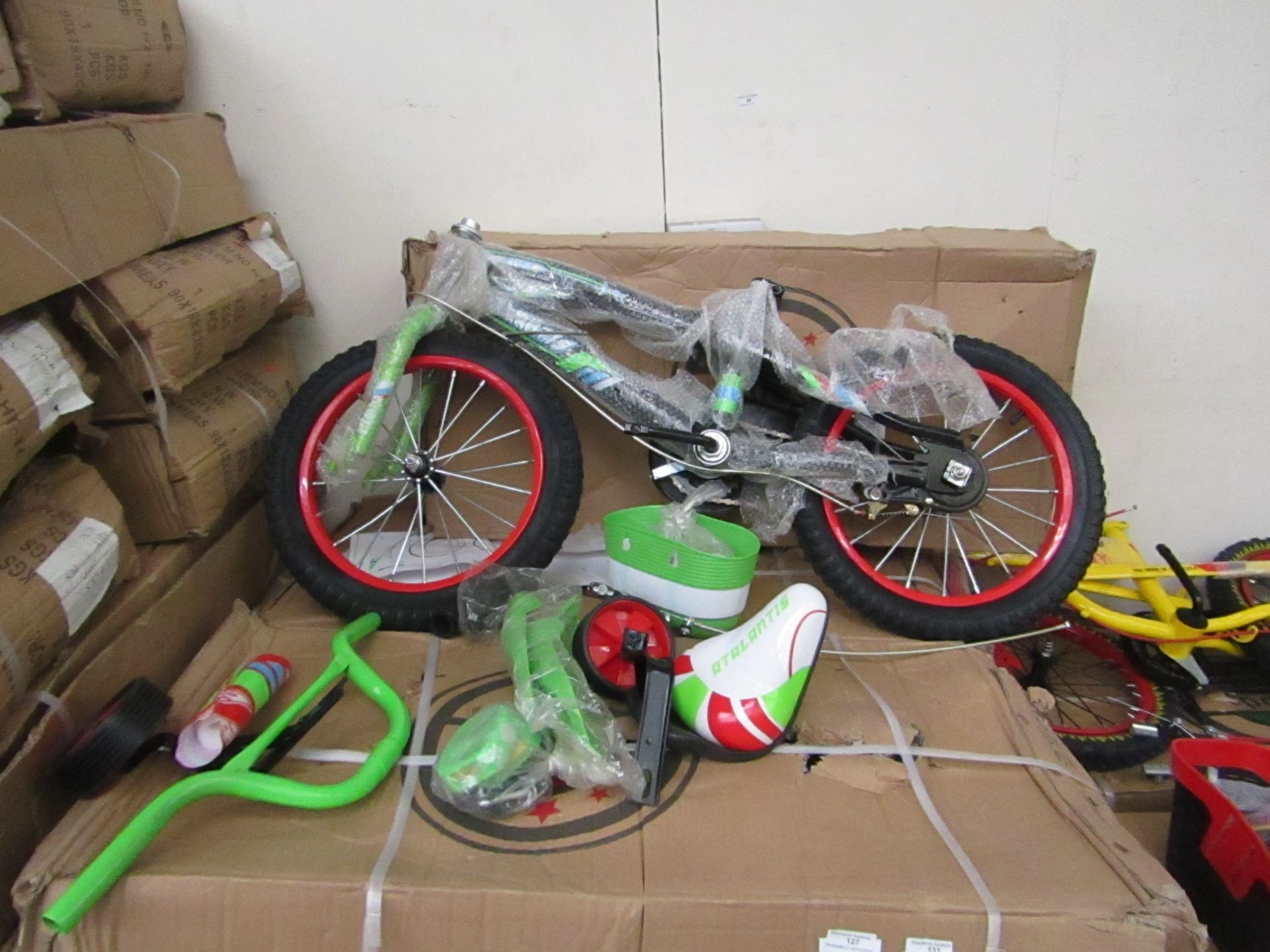 16" Child's Bike new and Boxed, comes complete with front basket, mud guards, water bottle and