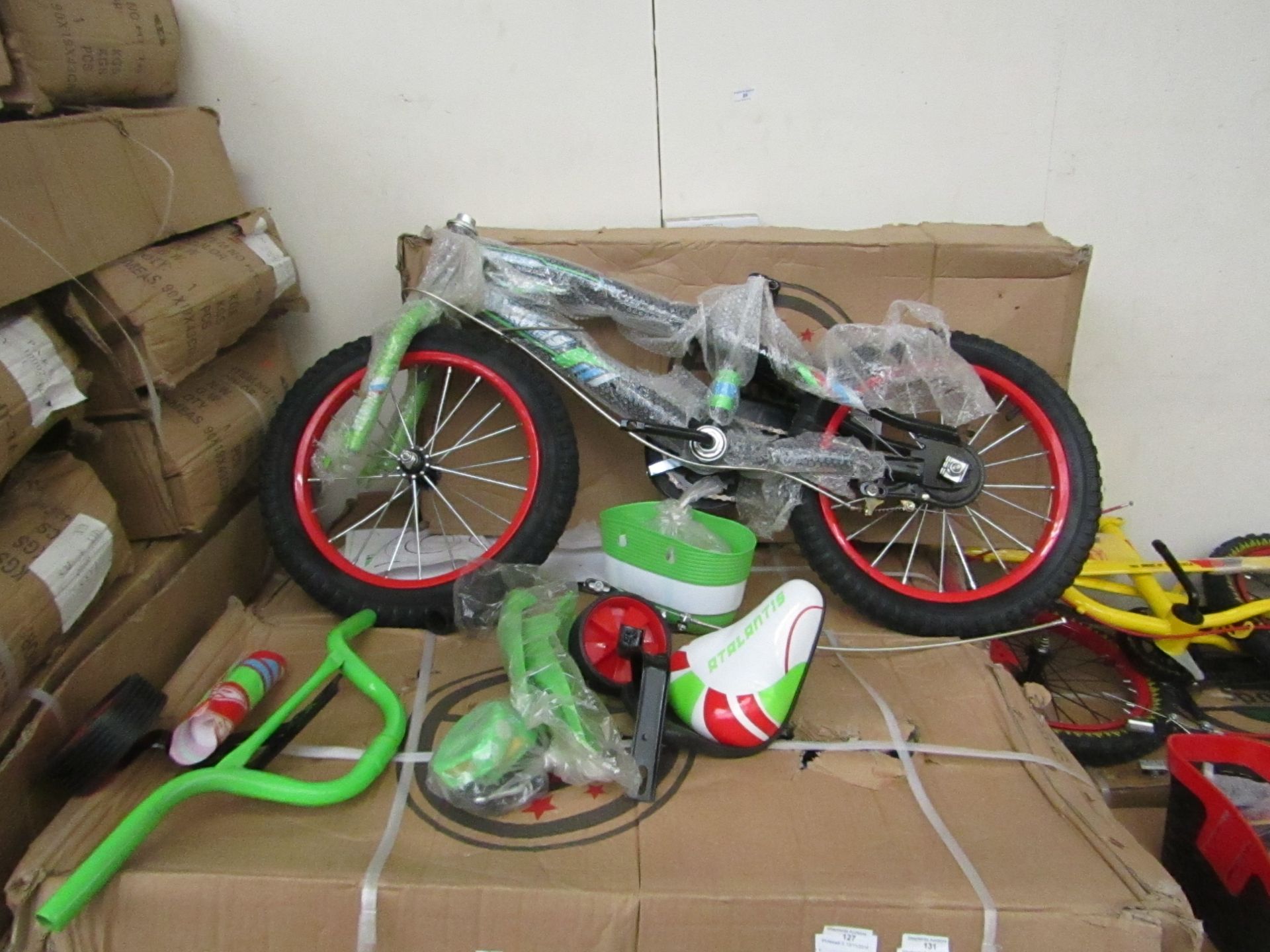 16" Child's Bike new and Boxed, comes complete with front basket, mud guards, water bottle and