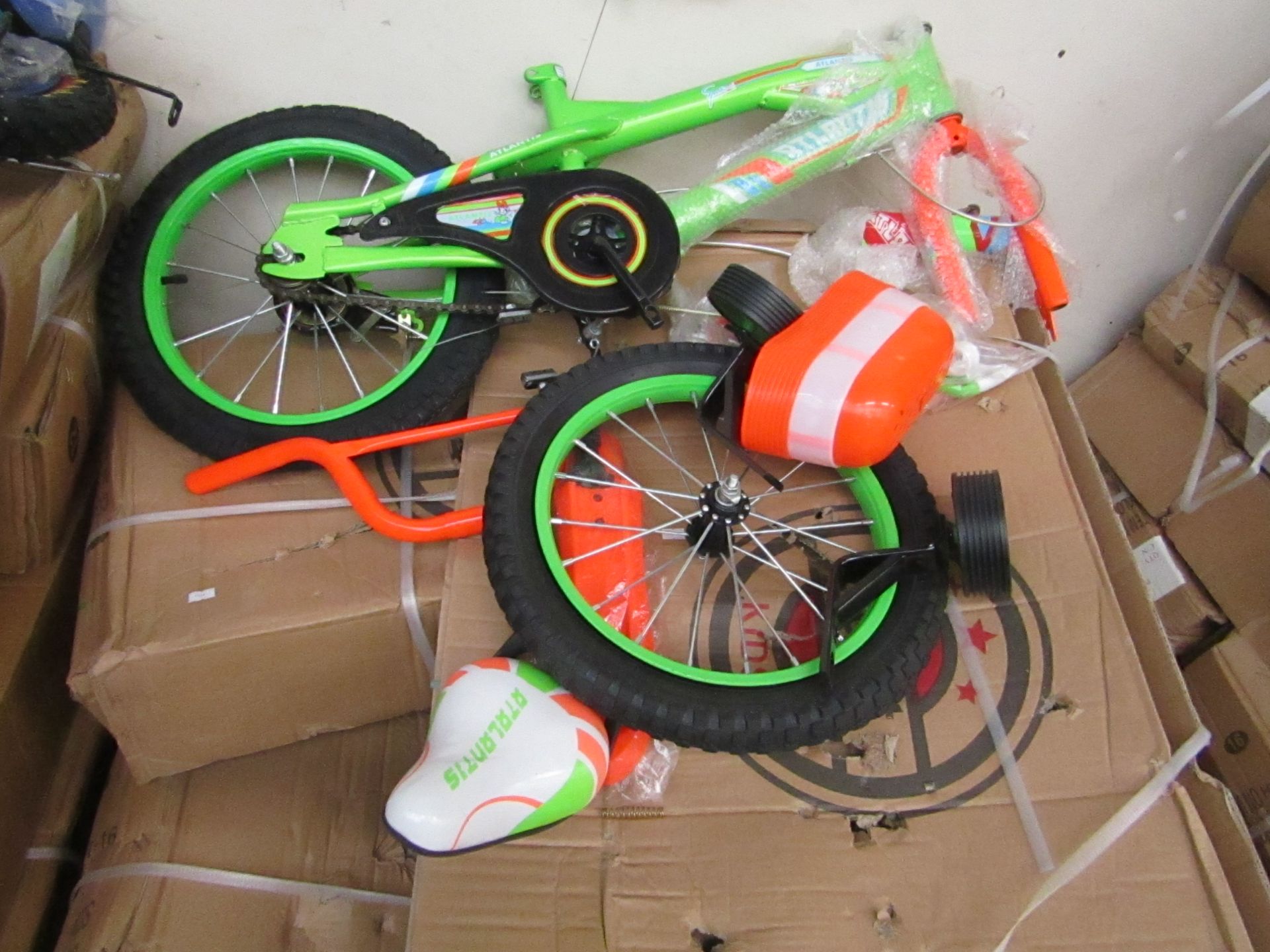 16" Child's Bike new and Boxed, comes complete with front basket, mud guards, water bottle and