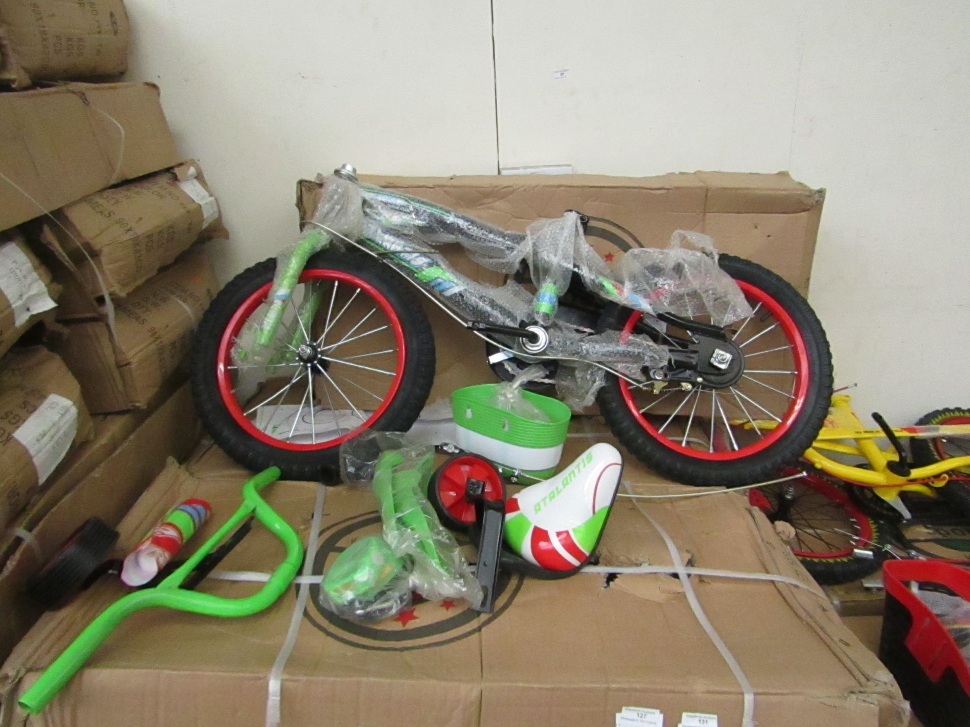 16" Child's Bike new and Boxed, comes complete with front basket, mud guards, water bottle and