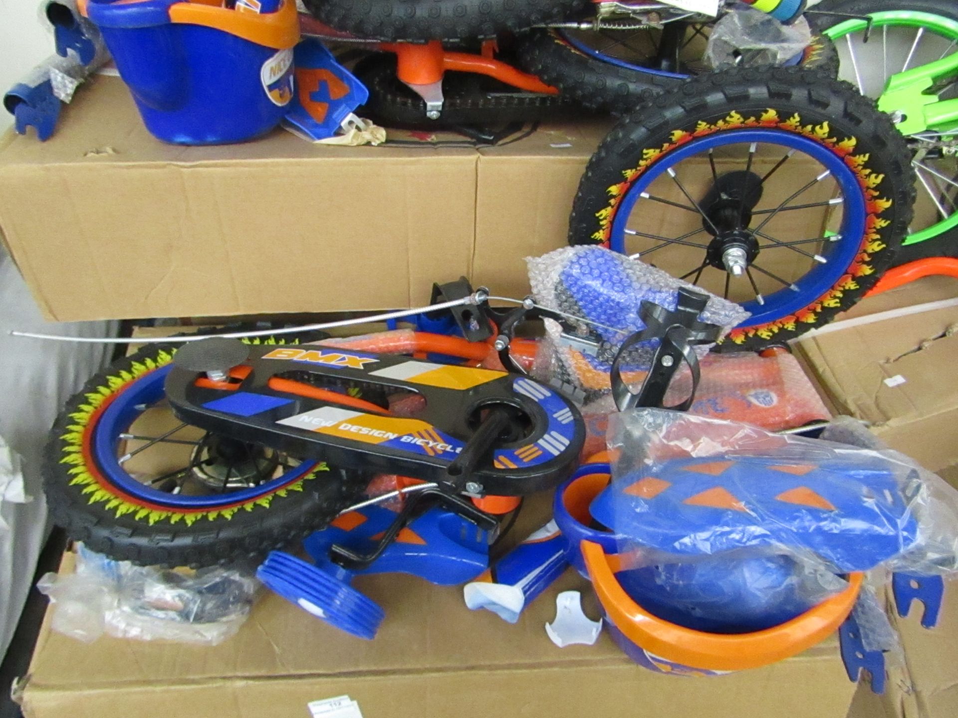 12" Child's Bike new and Boxed, comes complete with front basket, mud guards, water bottle and