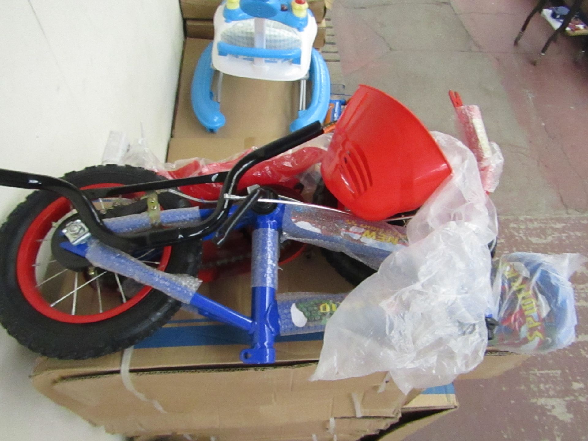 12" Child's Bike new and Boxed, comes complete with front basket, mud guards, water bottle and