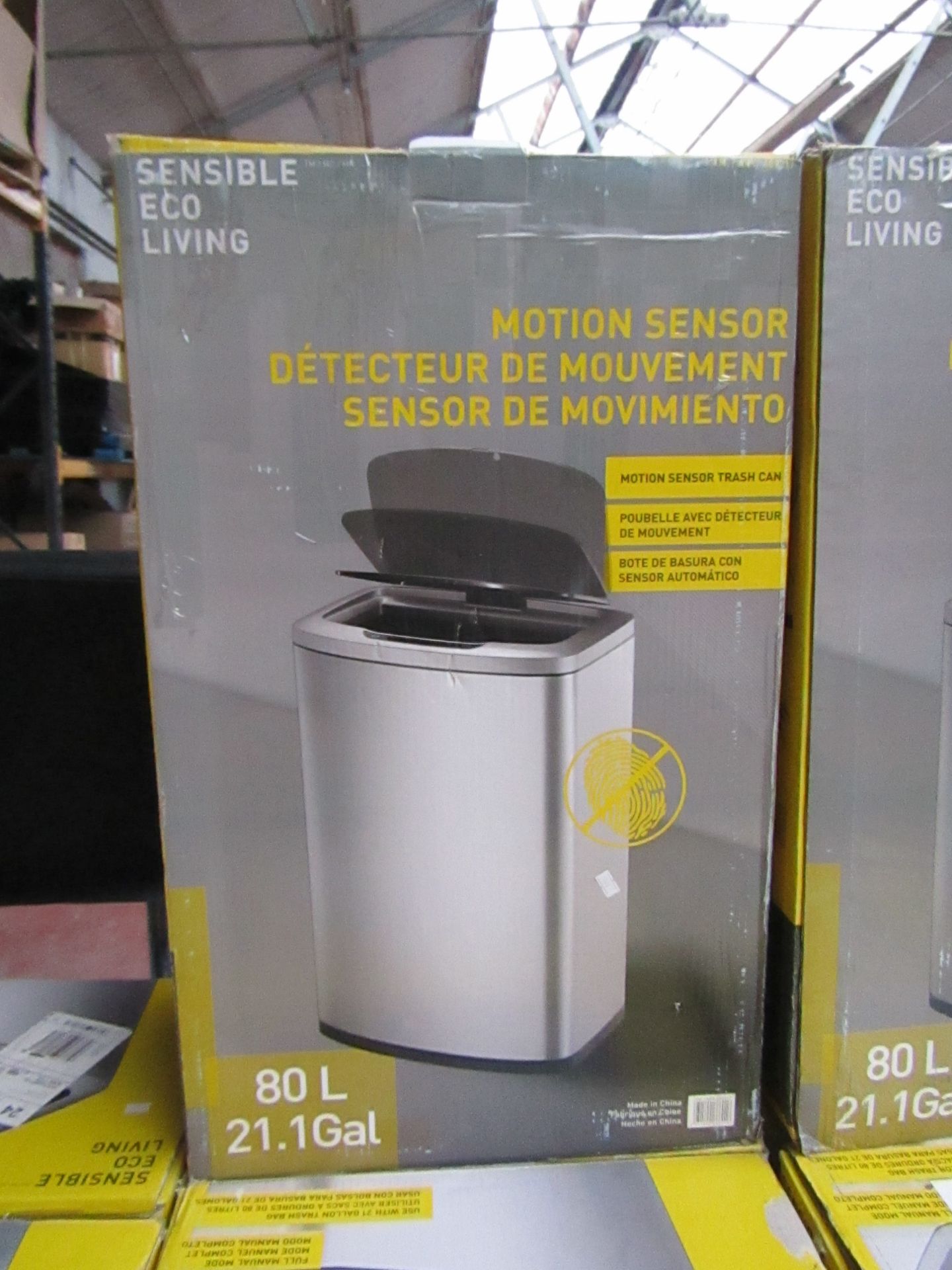 Sensible Eco Living Motion Sensor 80ltr Bin, unchecked and boxed