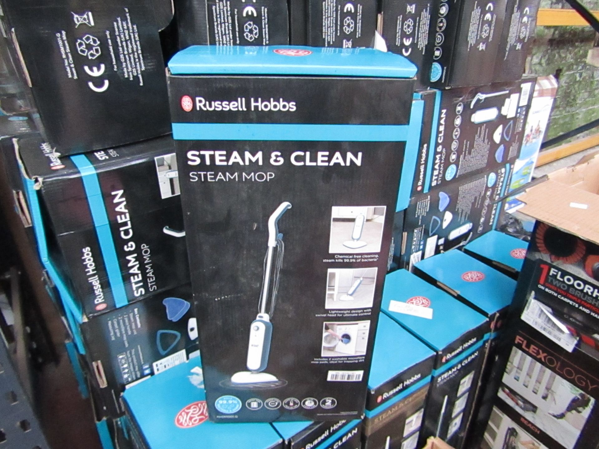 Russell Hobbs Steam and Clean Steam Mop, boxed and Unchecked.