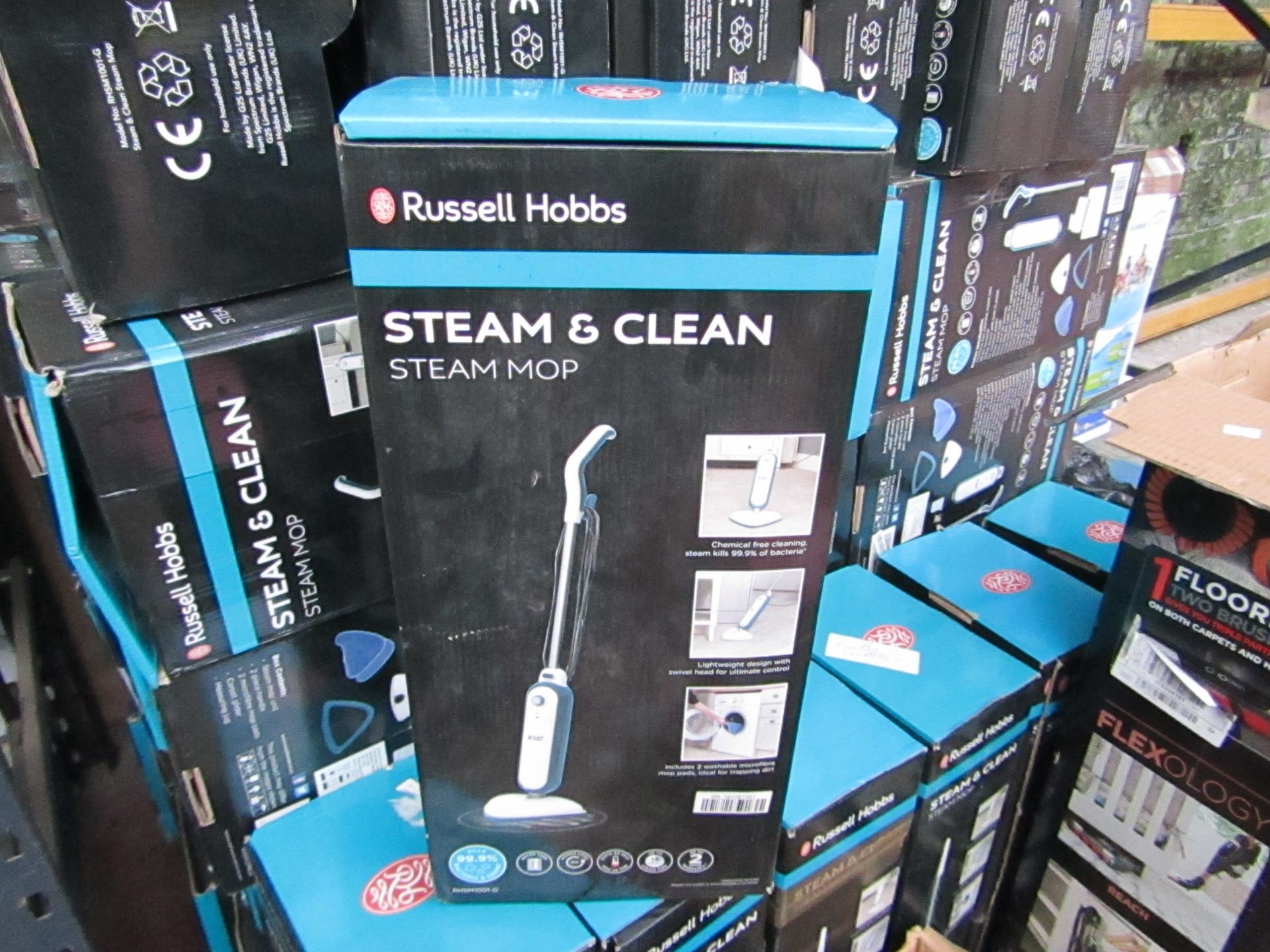 Russell Hobbs Steam and Clean Steam Mop, boxed and Unchecked.