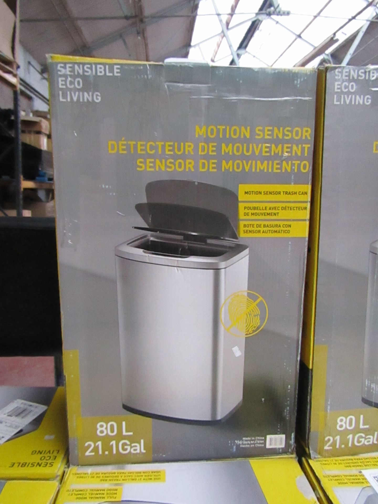 Sensible Eco Living Motion Sensor 80ltr Bin, unchecked and boxed