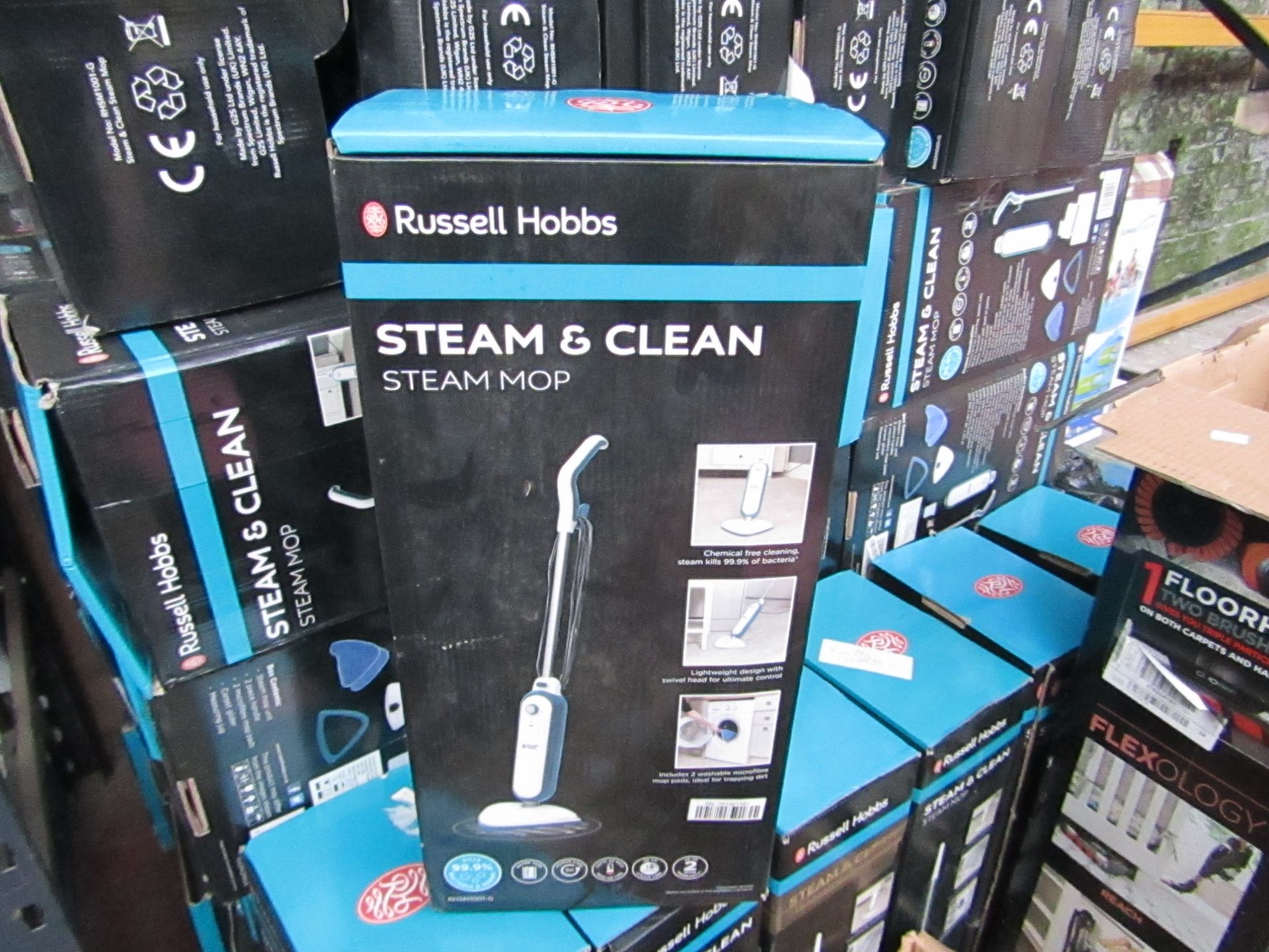 Russell Hobbs Steam and Clean Steam Mop, boxed and Unchecked.