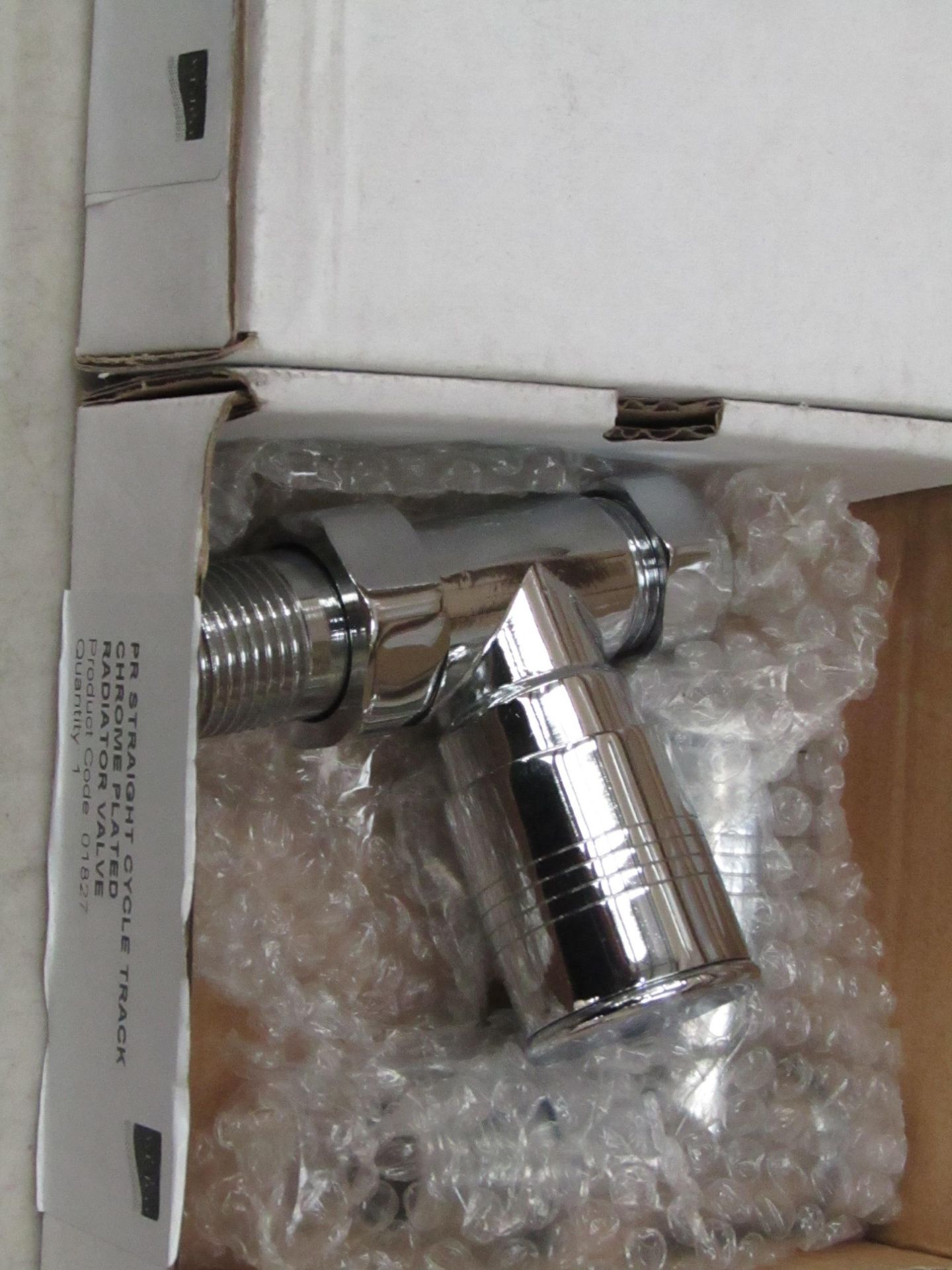 2x Wesco PR Angled Cycle track chrome plated radiator valves, new and boxed