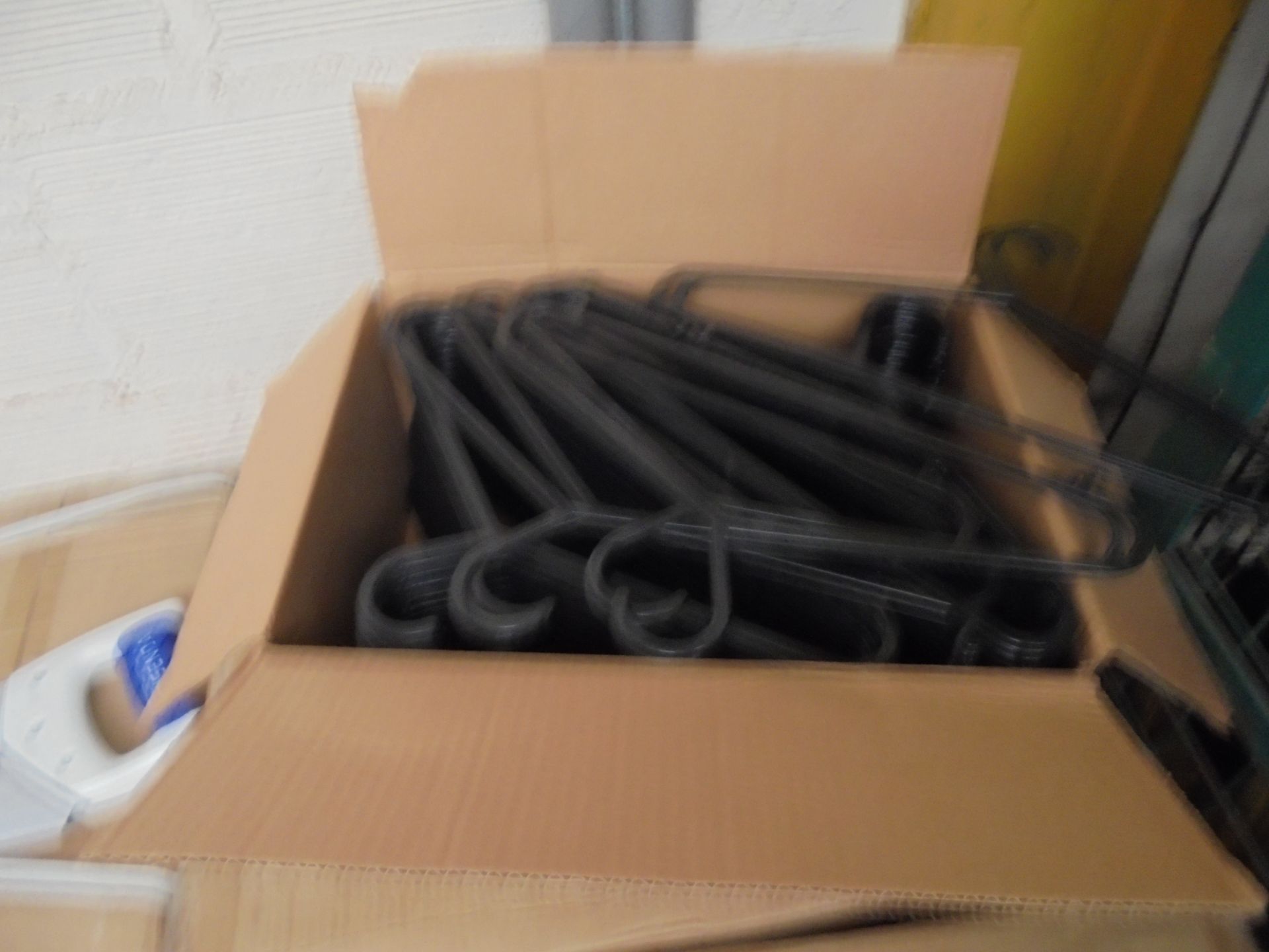 Box of 100 Black Clothes hangers, new.