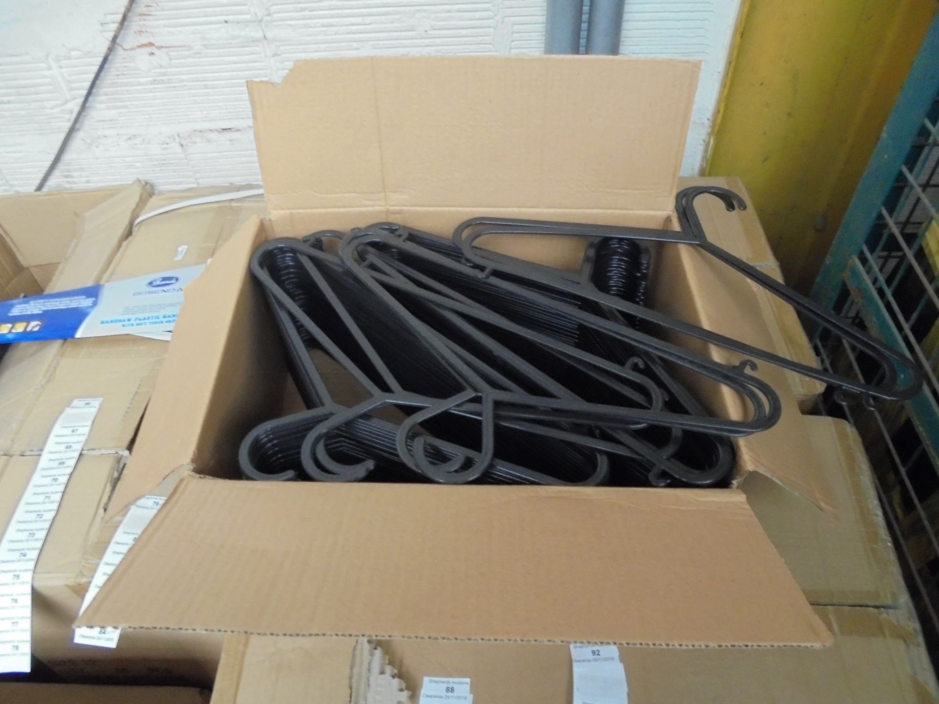 Box of 100 Black Clothes hangers, new.