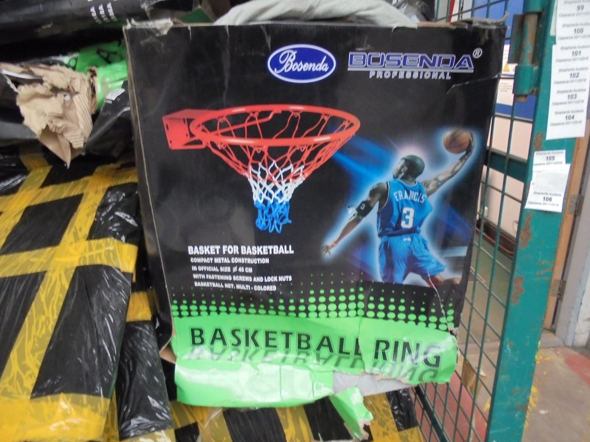 Bosenda Professional Wall mounted Basket ball hoop and net, new in damaged packaging