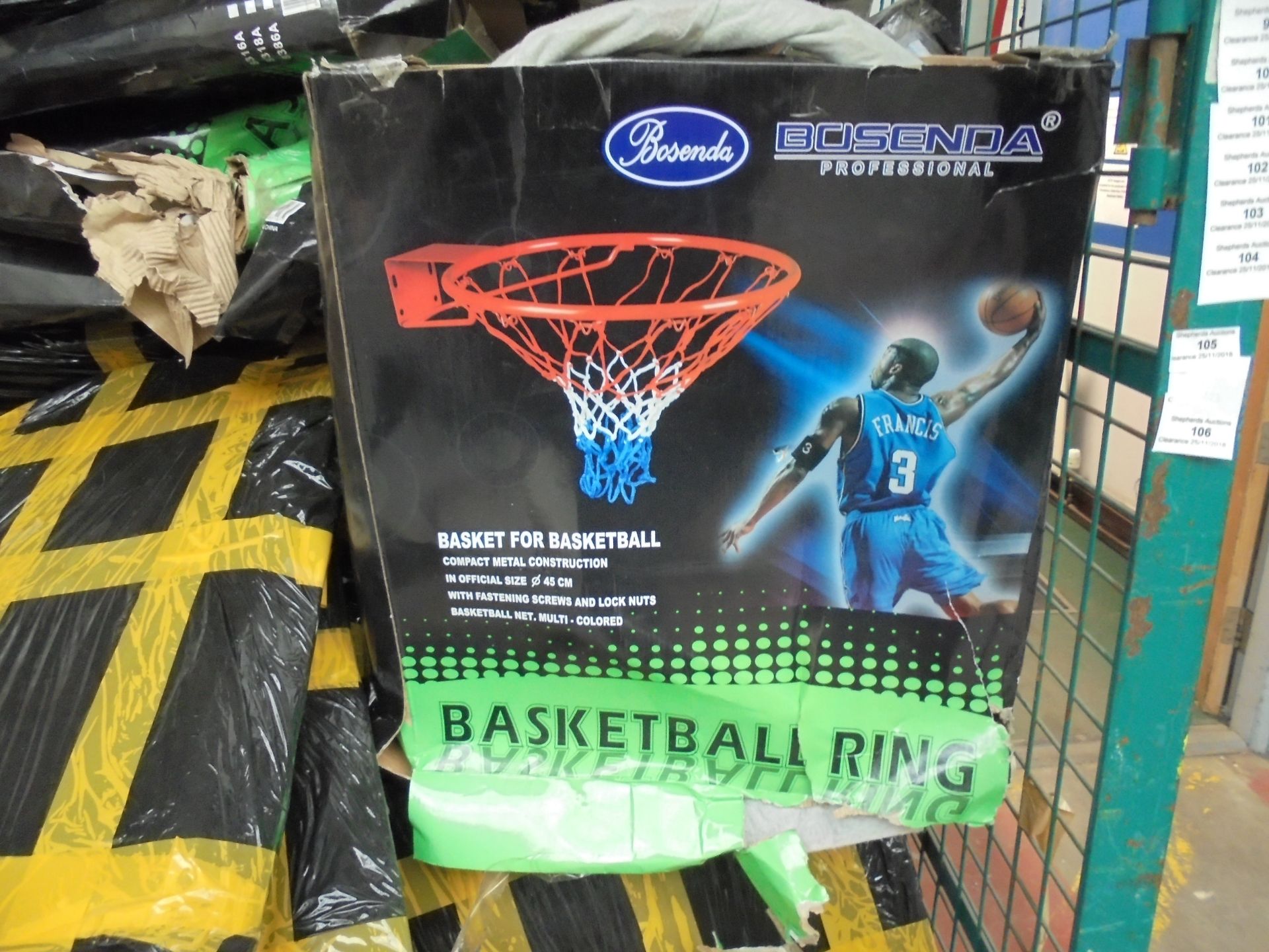 Bosenda Professional Wall mounted Basket ball hoop and net, new in damaged packaging