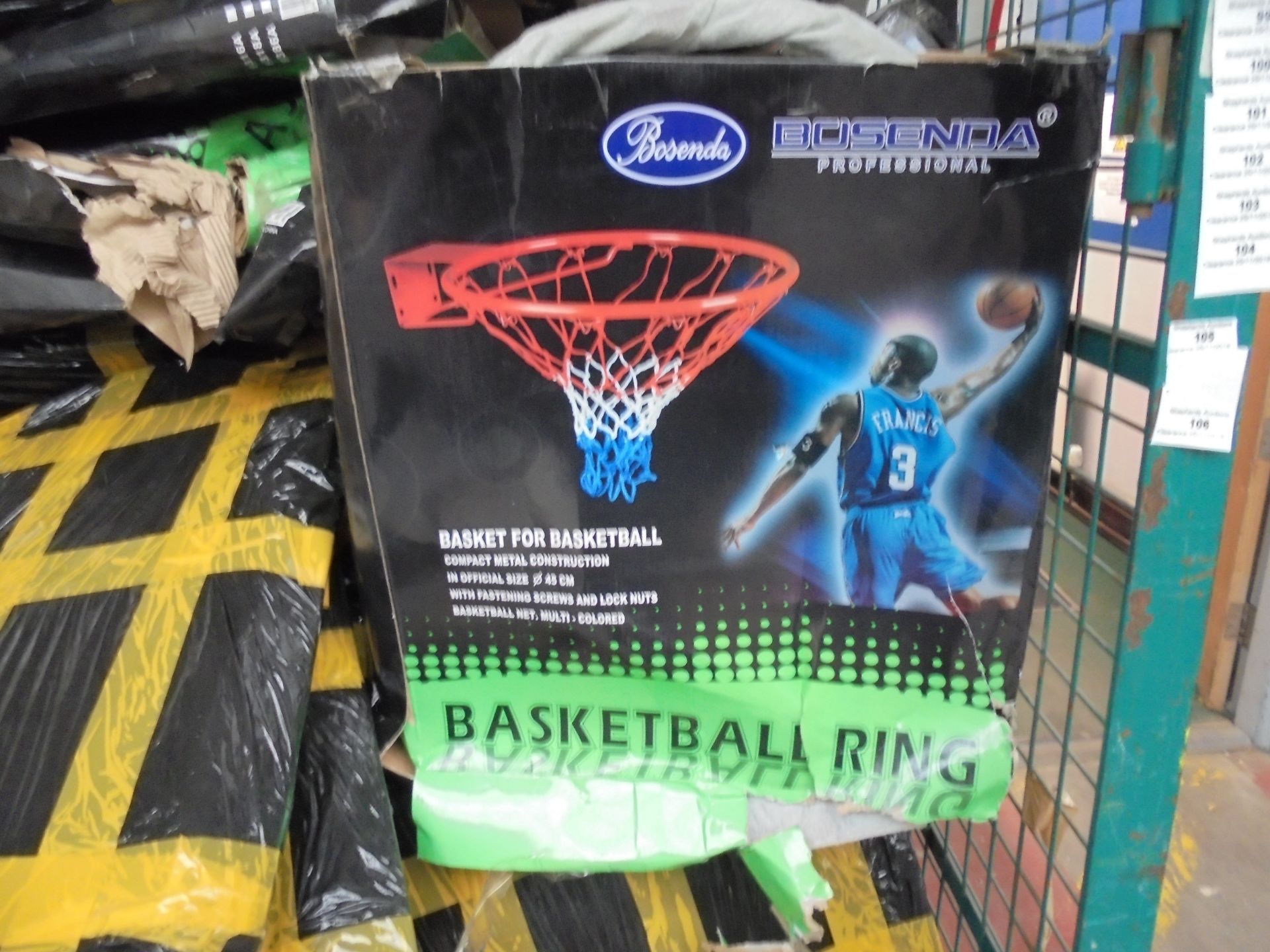 Bosenda Professional Wall mounted Basket ball hoop and net, new in damaged packaging