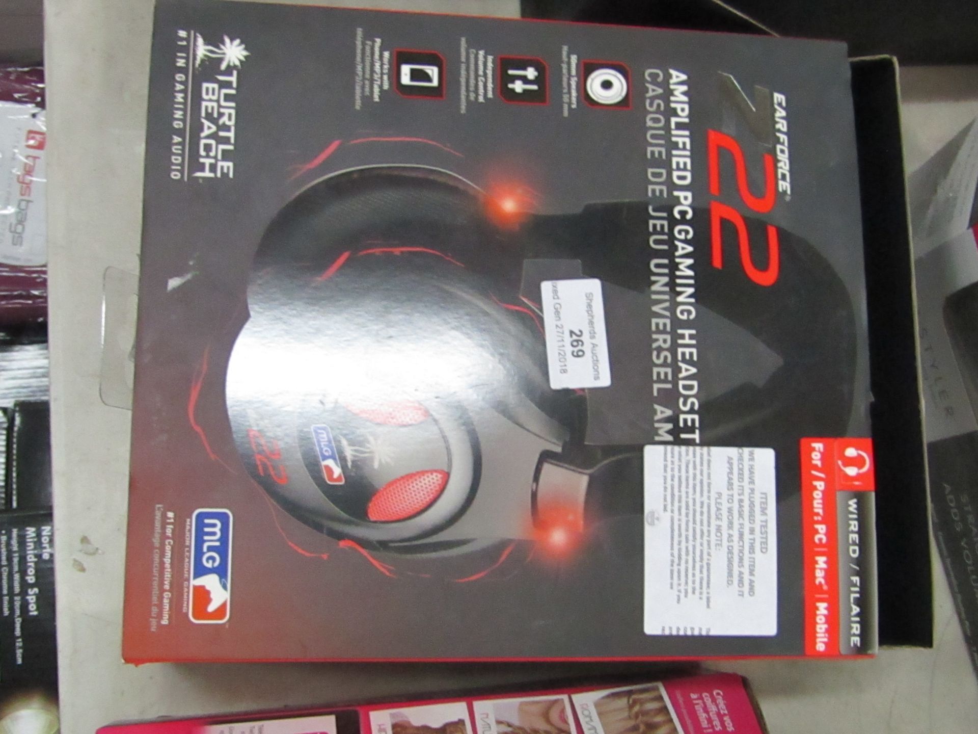 Turtle Beach ear force Z22 PC gaming headset, tested working and boxed