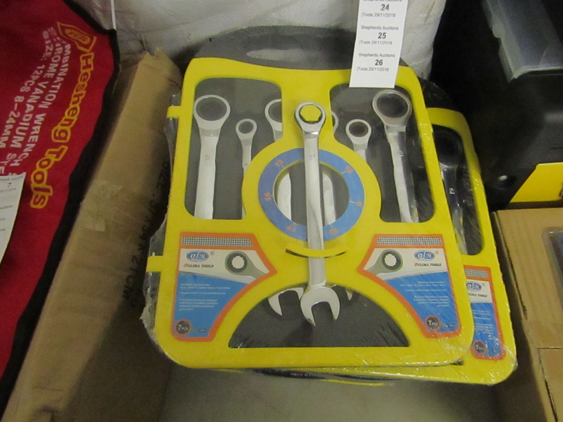 Oulima Tools set of 7 Combination Spanners, new in carry case