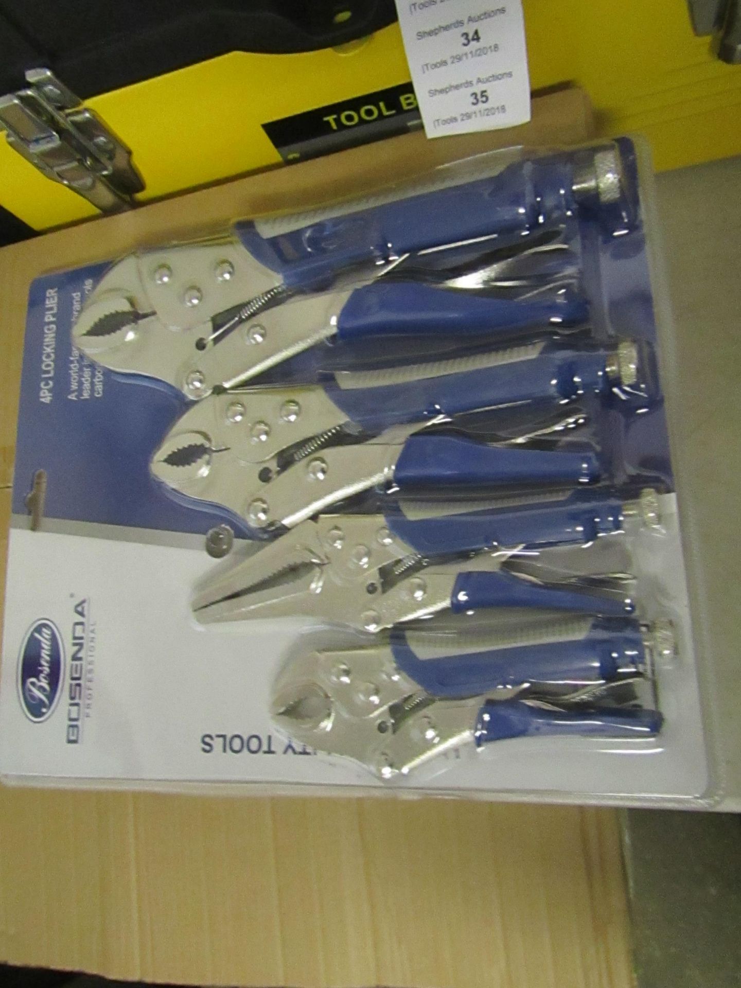 Bosenda Professional set of 4 Locking Pliers, new and blister packed