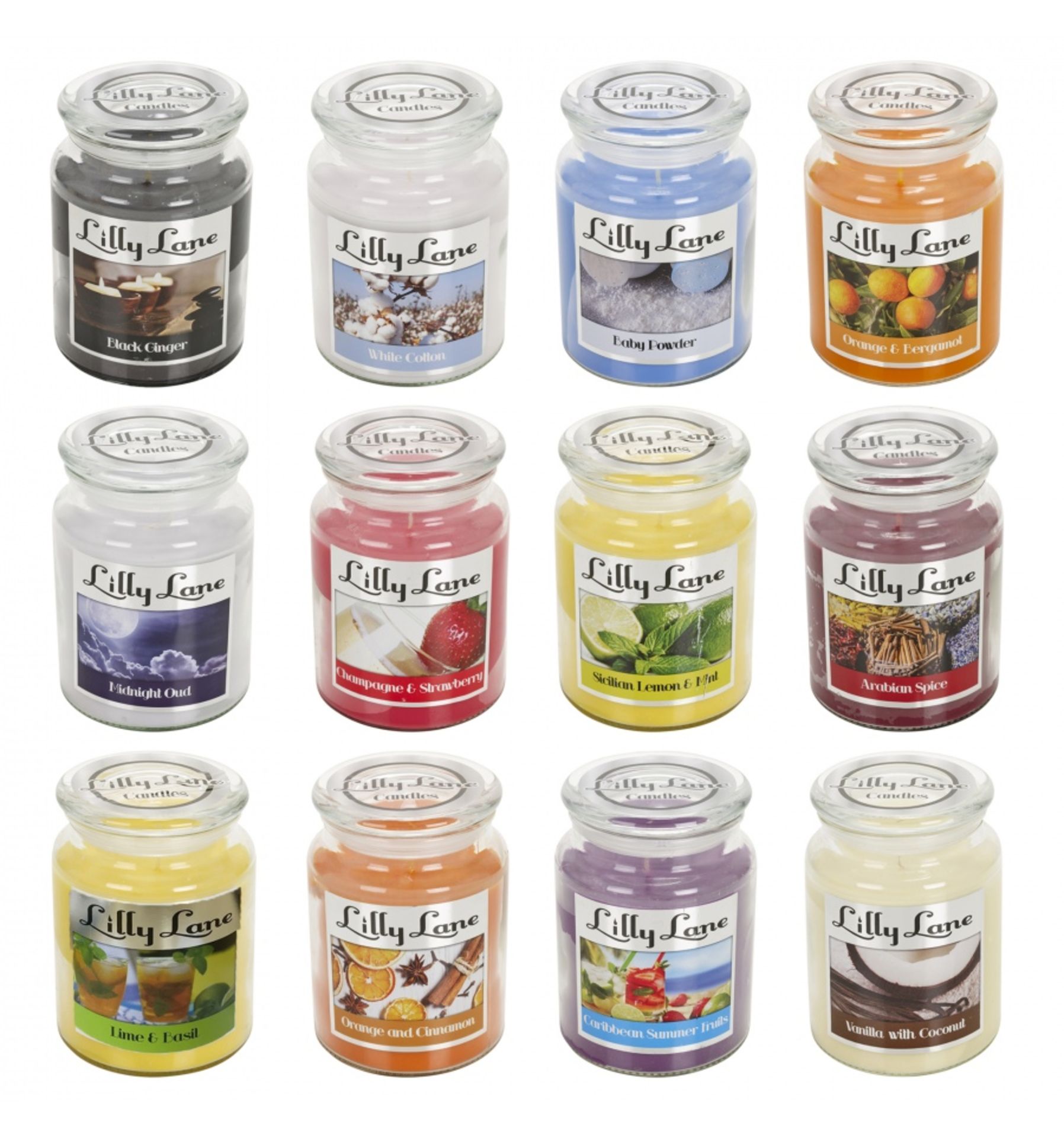 6pcs in carton brand new sealed Lilly Lane Hot Chocolate strong scented slow burn candles in glass