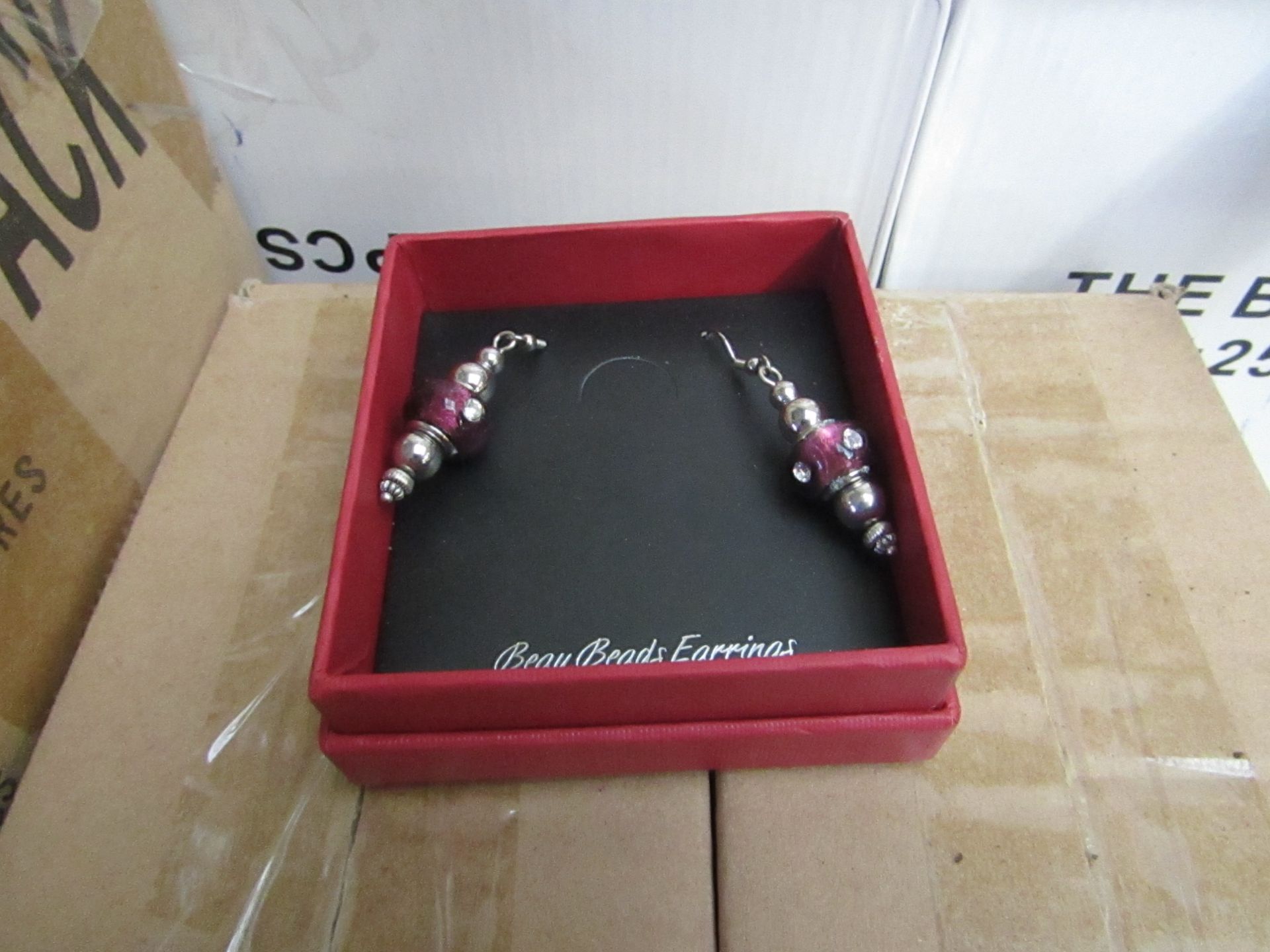 2x boxes of 6x Beau Beads earrings, new in presentation boxes