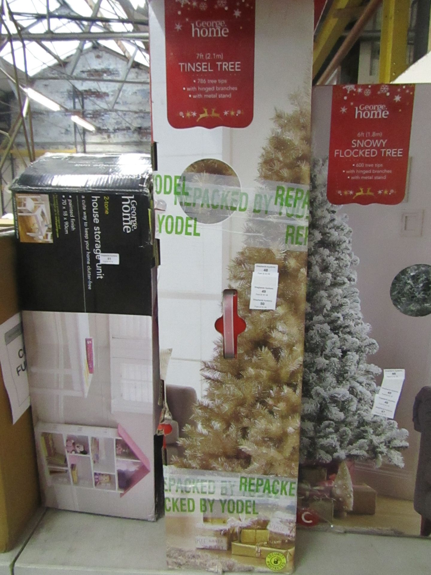 George Home 7ft Tinsel Xmas tree, boxed and Unchecked