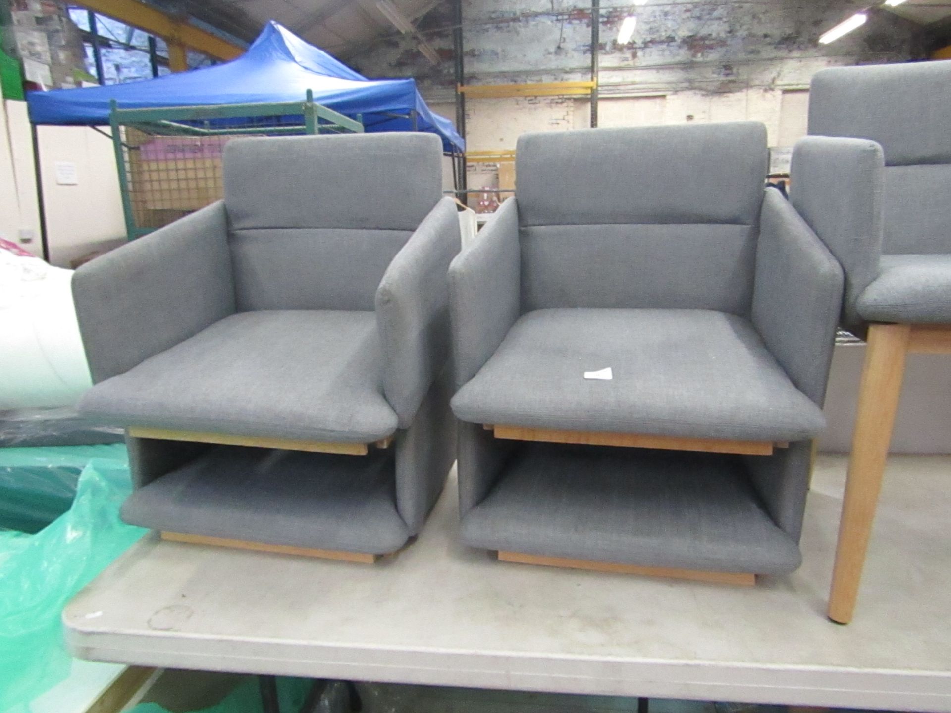 4x George Home Grey Retro fabric arm chairs all missing legs