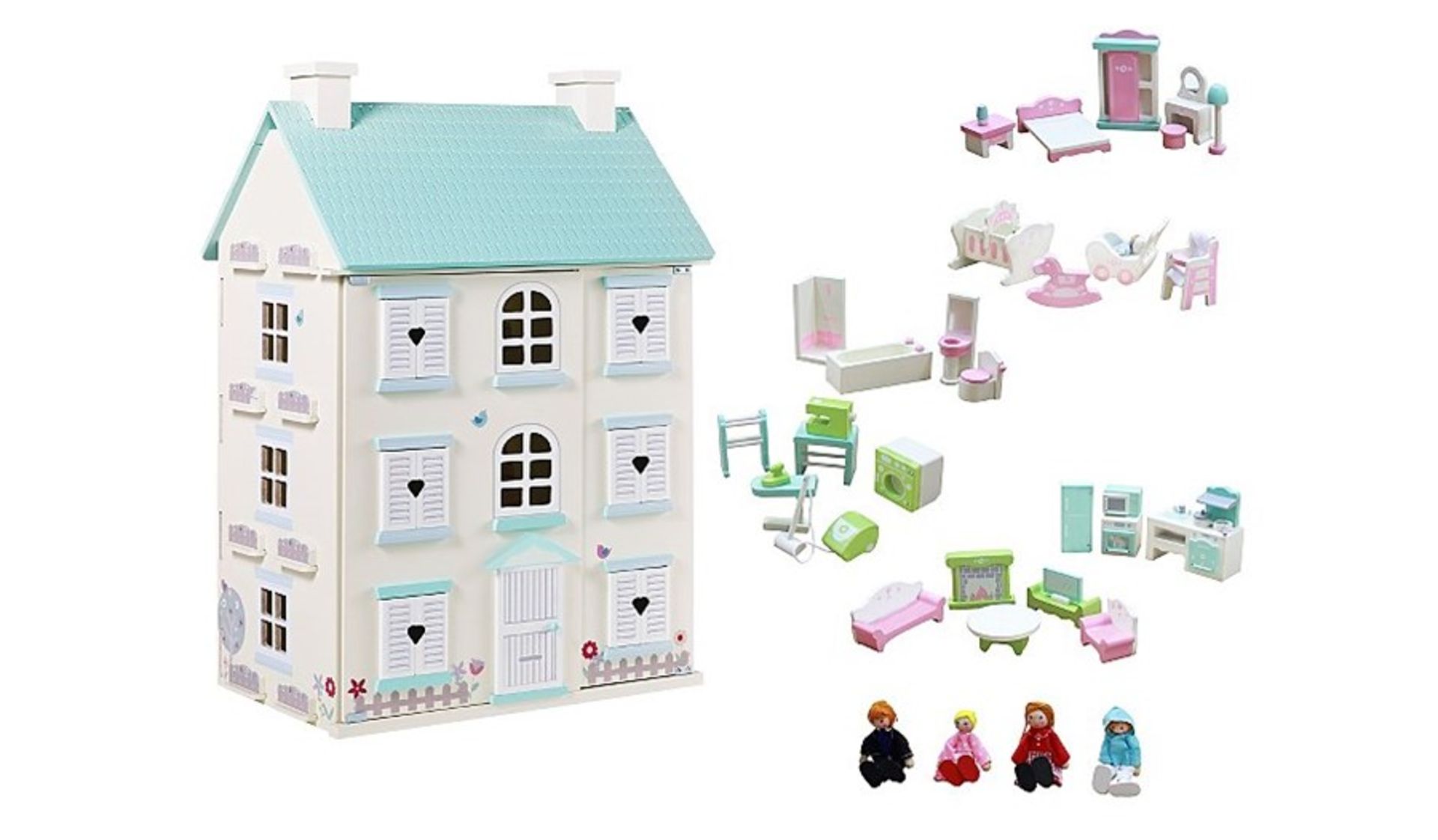 George Home Light up Dolls house and Large Furniture set, boxed and unchecked