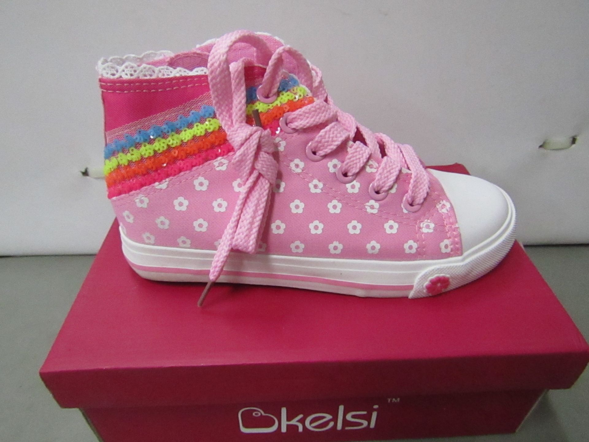 Girls Pink boot with sequence design on side size 13 new & boxed