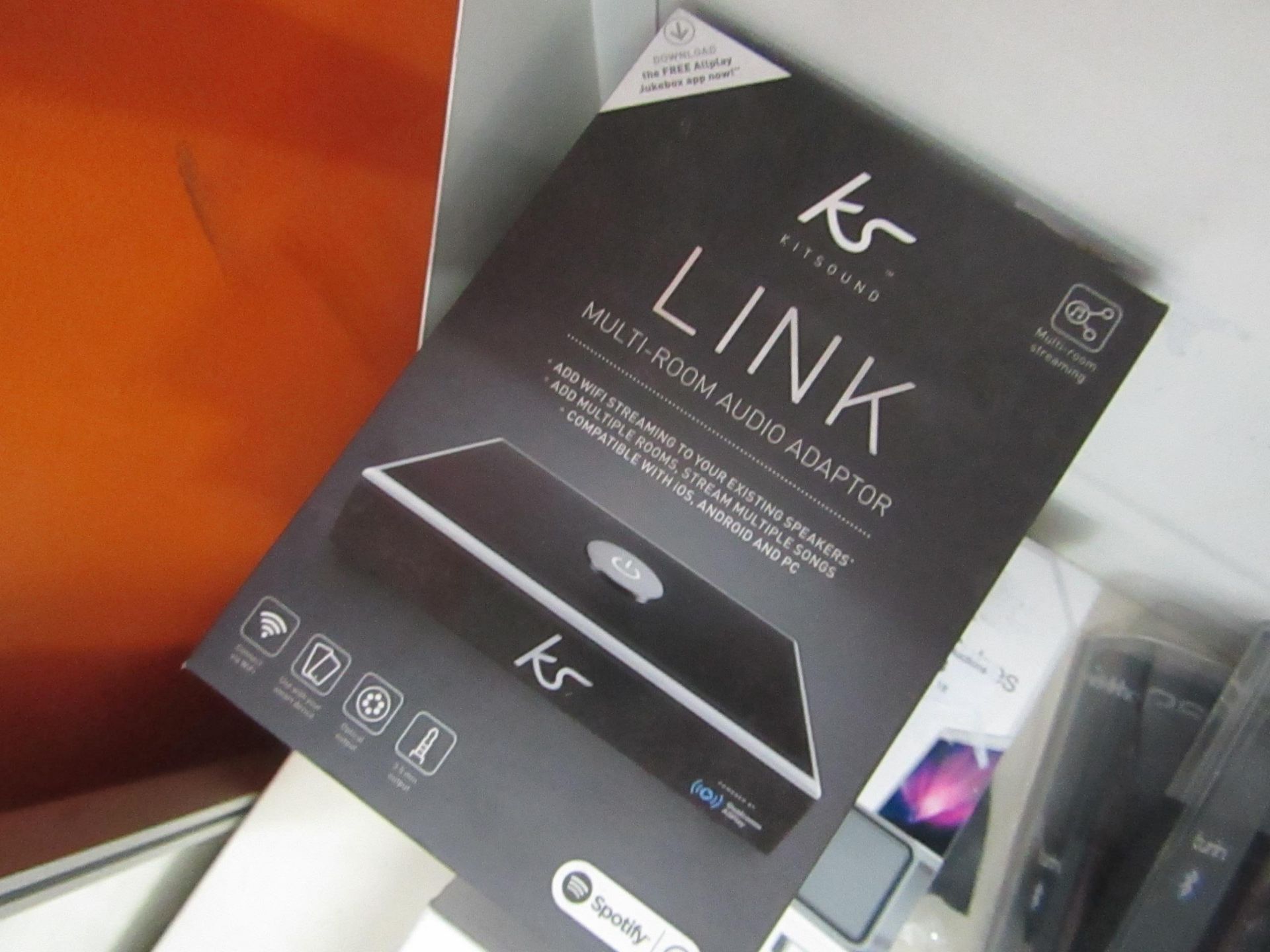 Kitsound Link multi-room audio adaptor, untested and boxed.