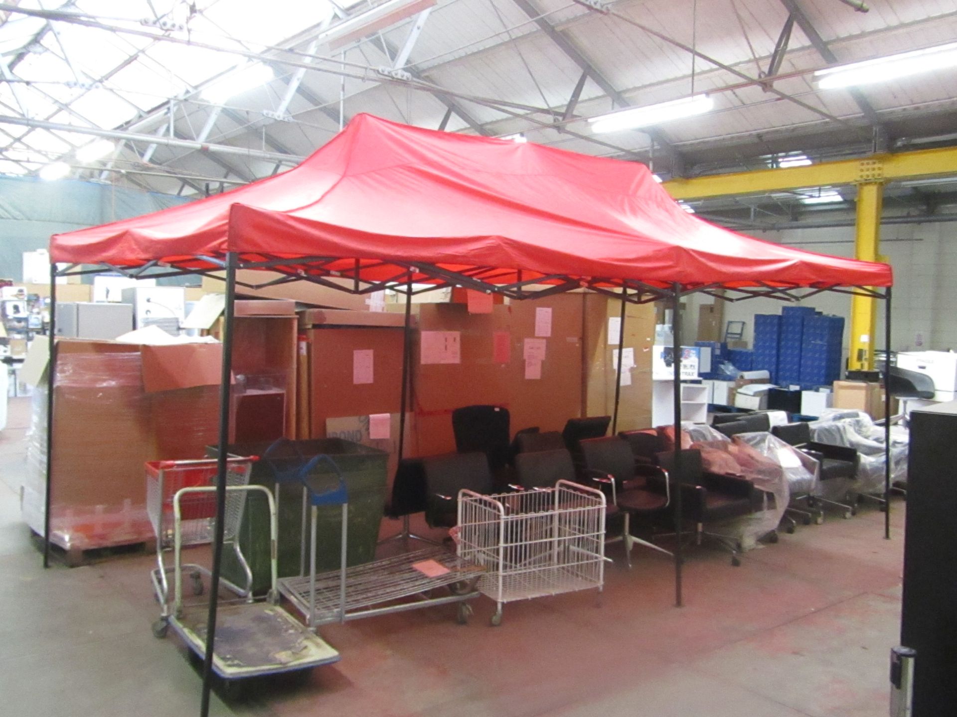 6mtr x 3mtr pop up gazebo with red cover, new and boxed