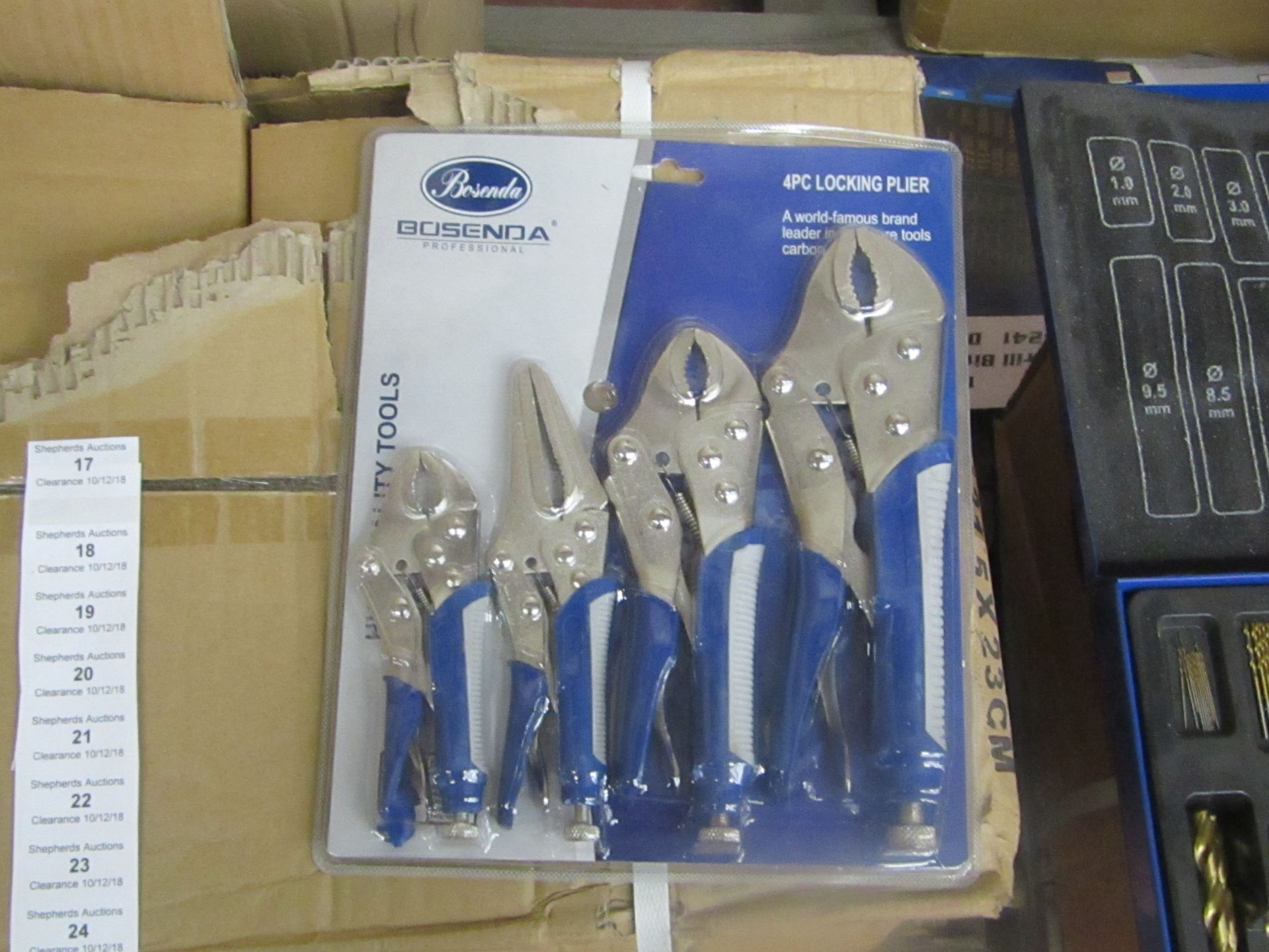 Bosenda 4 piece Locking Plier set, new and still blister packed.